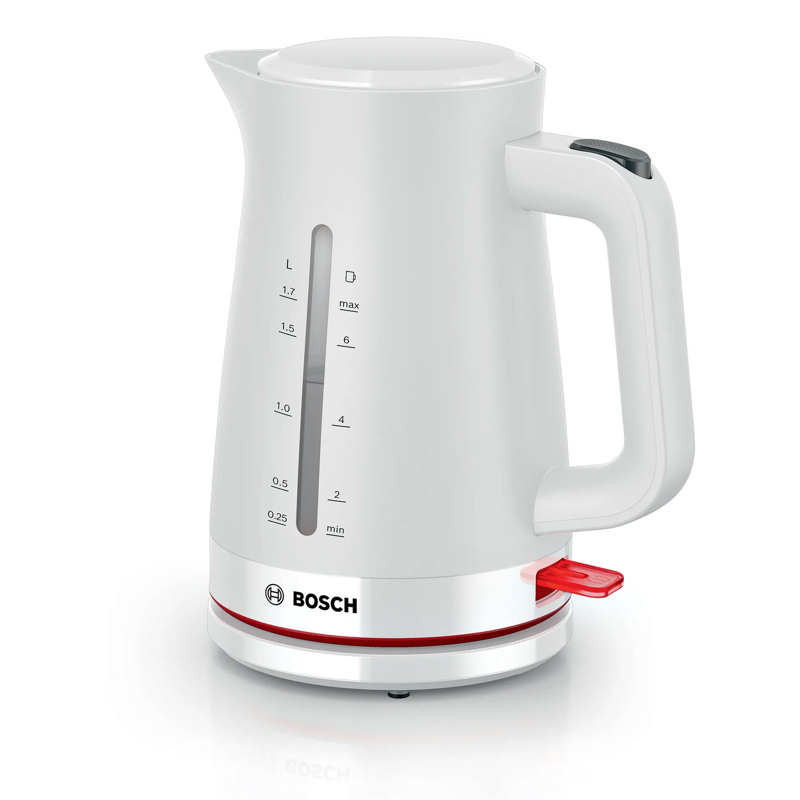 BOSCH TWK3M121 Wasserkocher (1,7 Liter, 2400 W, Kunststoff, Wei&szlig;, kabellos, beidseitige Wasserstandsanzeige) - Bild 1