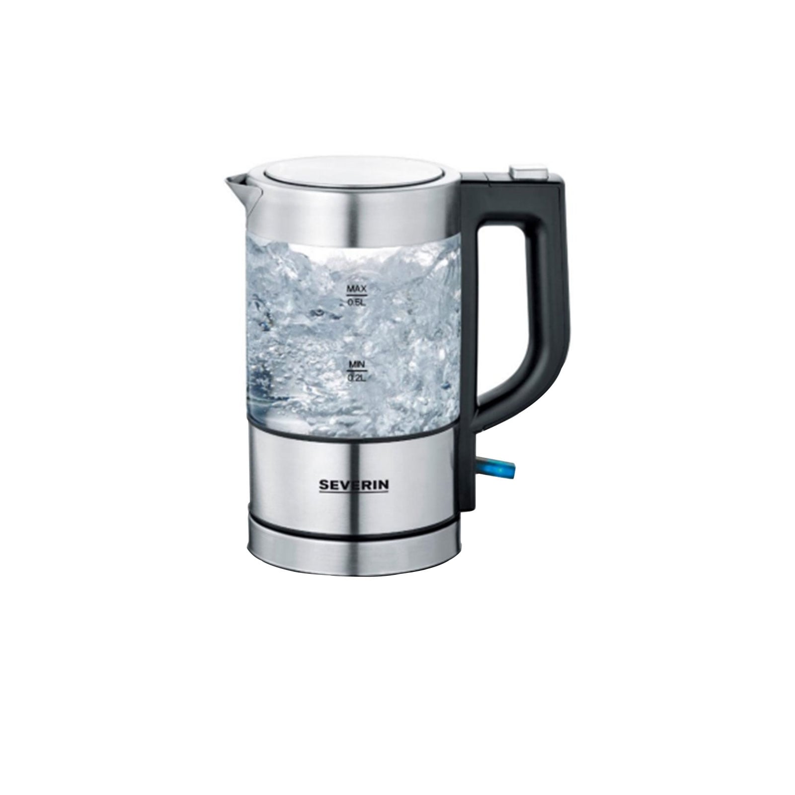 Severin WK 3472 Mini-Glas-Wasserkocher Edelstahl / schwarz - Bild 1
