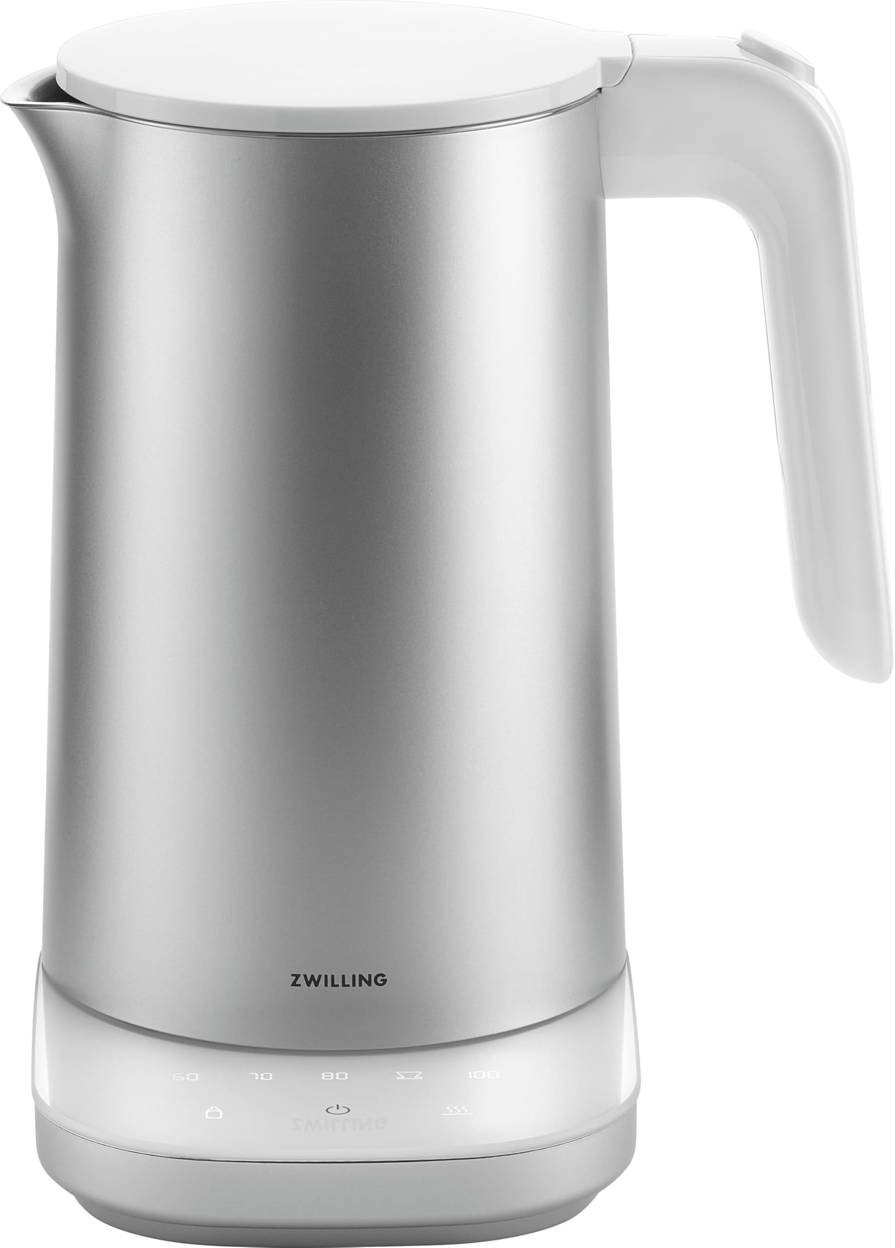 ZWILLING 1027166 Enfinigy Wasserkocher (1 Liter, 1.850 Watt, Kunststoff/Edelstahl, Silber, 6 Temperatureinstellungen, Warmhalten, 360&deg;-Basisstation, Sensor-Touch-Display, Doppelwandgeh&auml;use, 70-Grad-&Ouml;ffnung) - Bild 1
