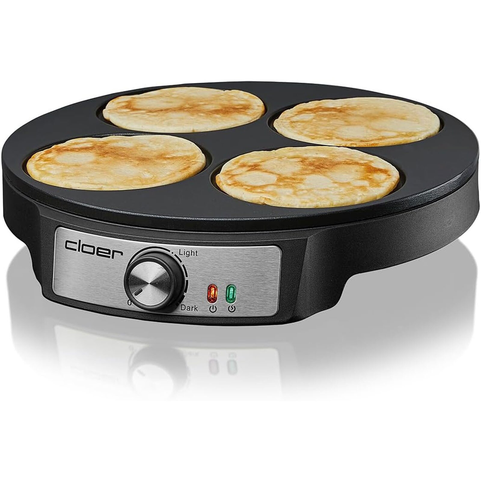 CLOER 6625 Pancake Maker (1200 Watt, Antihaftbeschichtung, vier Pfannkuchen (11 cm &Oslash;)) - Bild 1