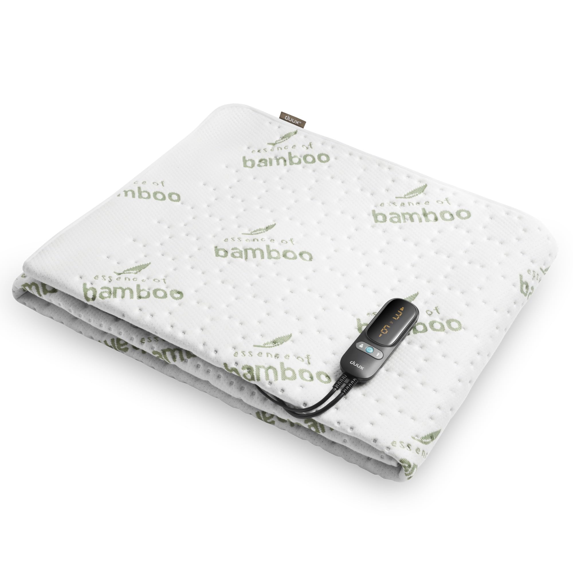 duux Snooze Bamboo Wei&szlig; 90 x 200 W&auml;rmeunterbett (6 Heizstufen, 70 Watt, 2 separat regelbare Zonen, maschinenwaschbar bei 30 &deg;C, 1-9 Stunden Timer, &Uuml;berhitzungsschutz) - Bild 1