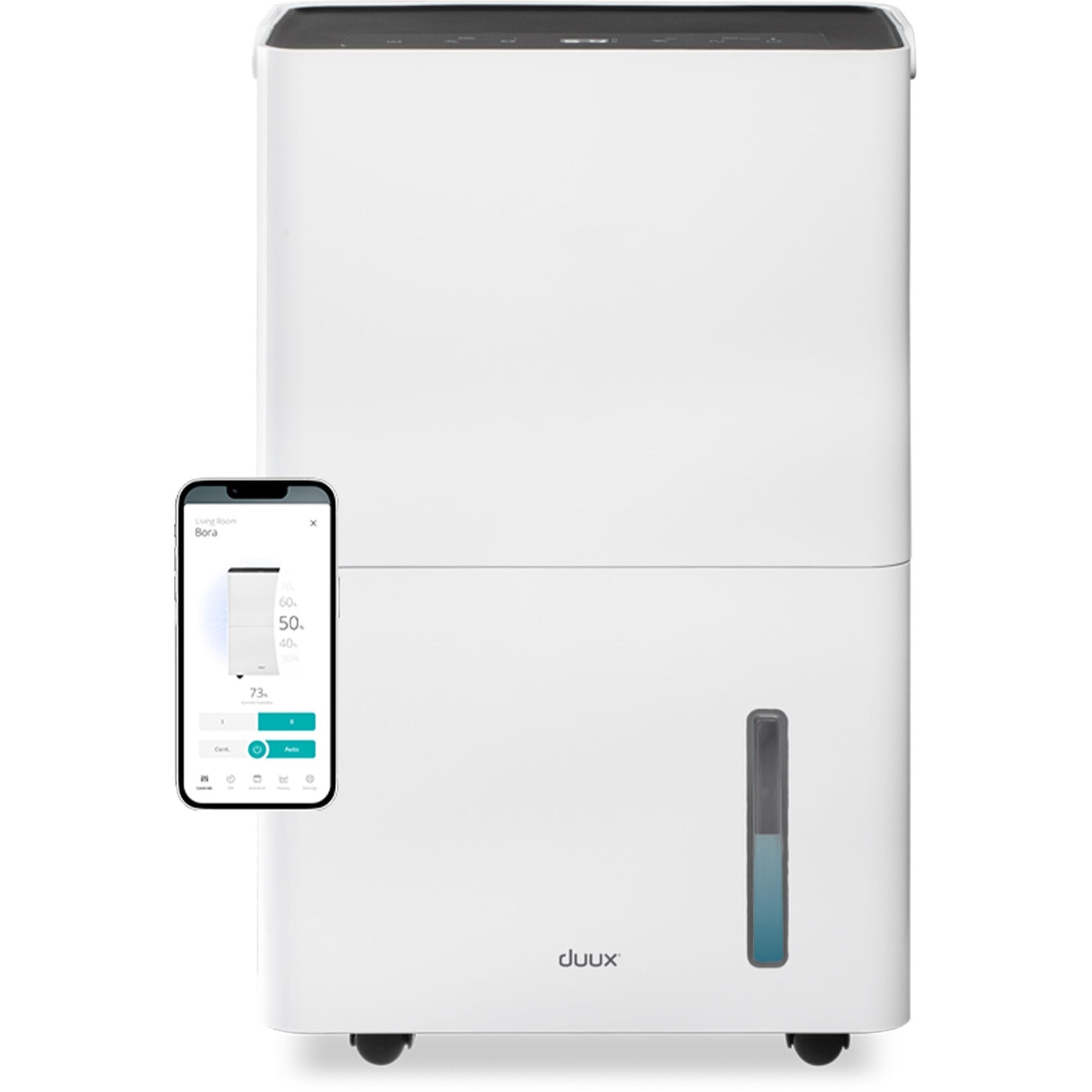 Bora Smart 20 Liter Weiß Luftentfeuchter (Für Räume bis ca. 40 m², entfernt bis zu 20 Liter Feuchtigkeit pro Tag, Steuerung per Hygrostat oder Duux App, Wassertank-Kapazität 4 Liter, 60 cm Ablaufschlauch, LED-Bedienfeld, Timer-/Nacht-Modus, 2 Geschwin
