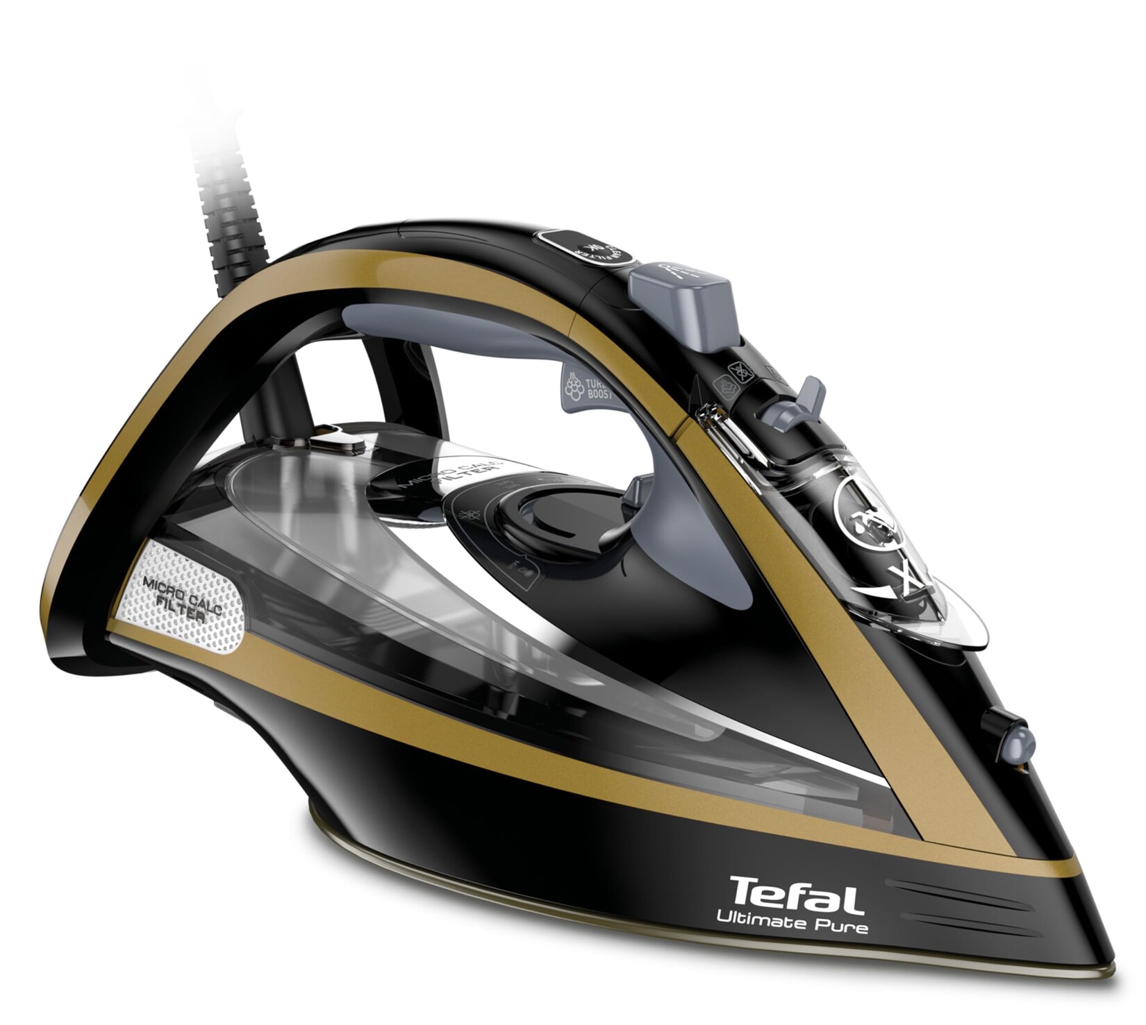 TEFAL FV9847 Ultimate Pure Dampfbügeleisen (3.200 W Leistung, Durilium Airglide Bügelsohle, Konstante Dampfleistung /min, Dampfstoß 260 g/min, Wassertank 0,35 l, Anti-Tropf)