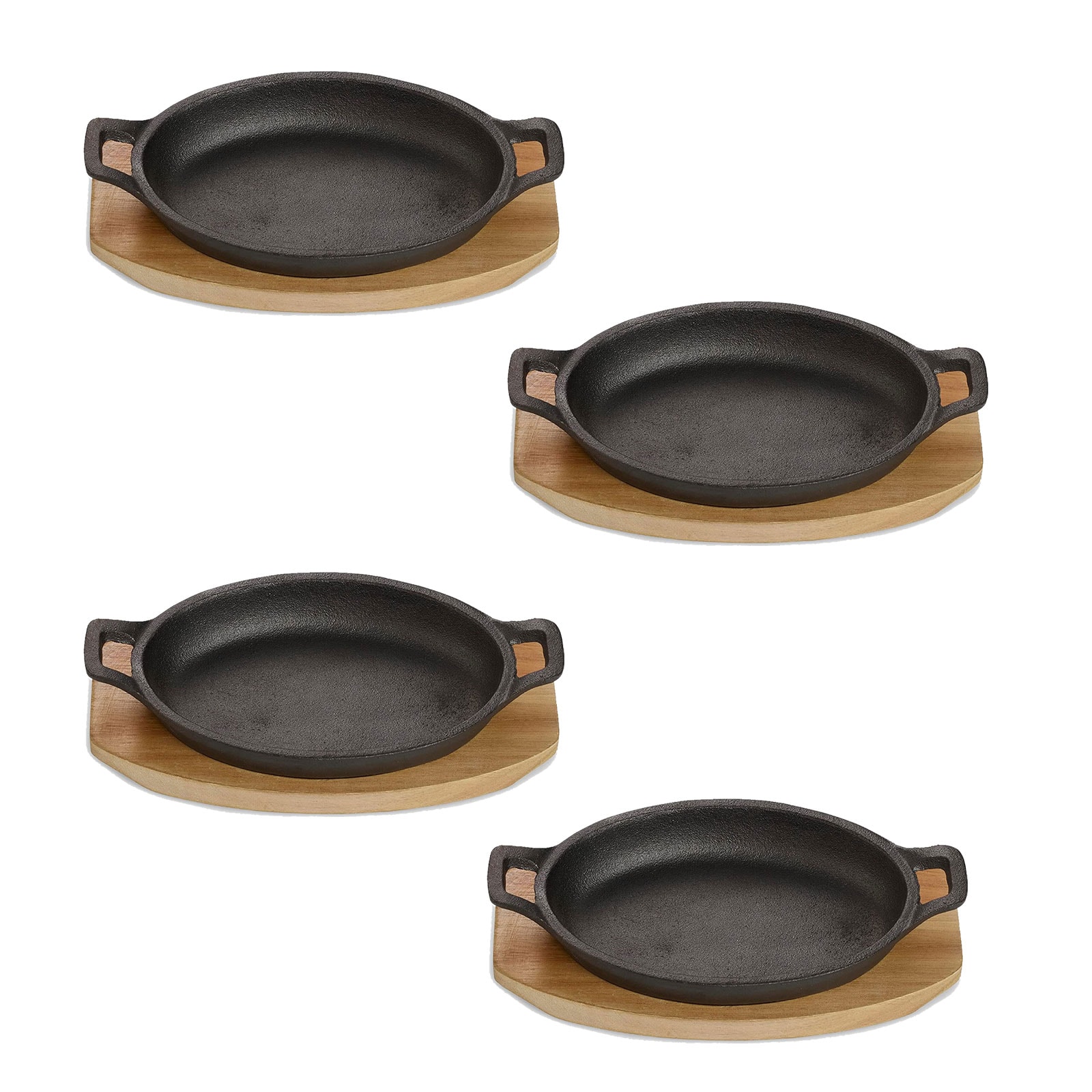Echtwerk EW-GE-1344-4 Servierschale Gusseisen Auflaufform mit Servierbrett Grillpfanne Big-Edition