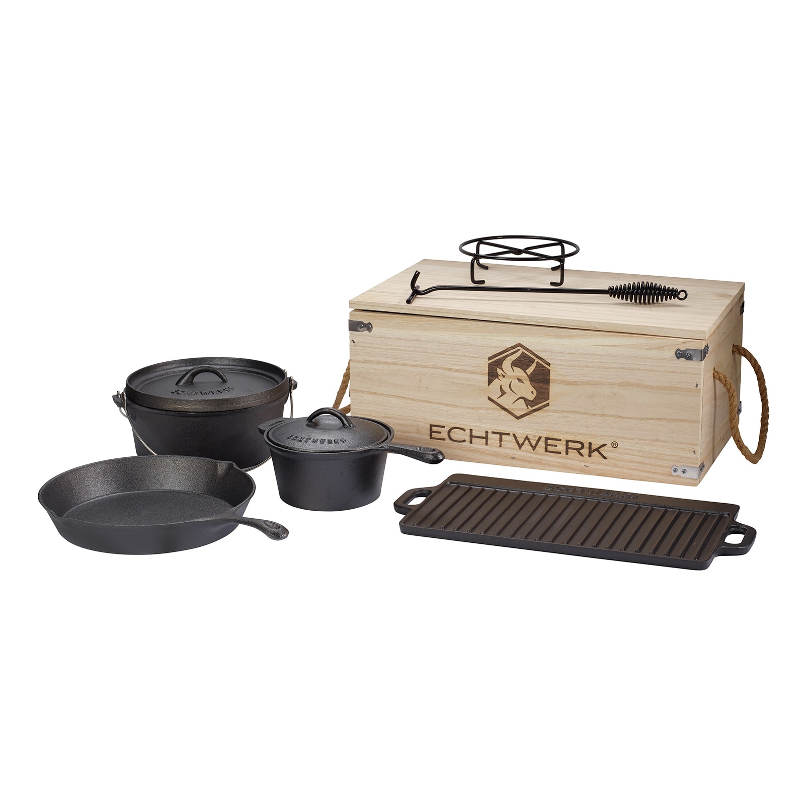 Echtwerk Dutch Oven Set 7tlg Holzkiste EW-GE-1299 - Bild 1