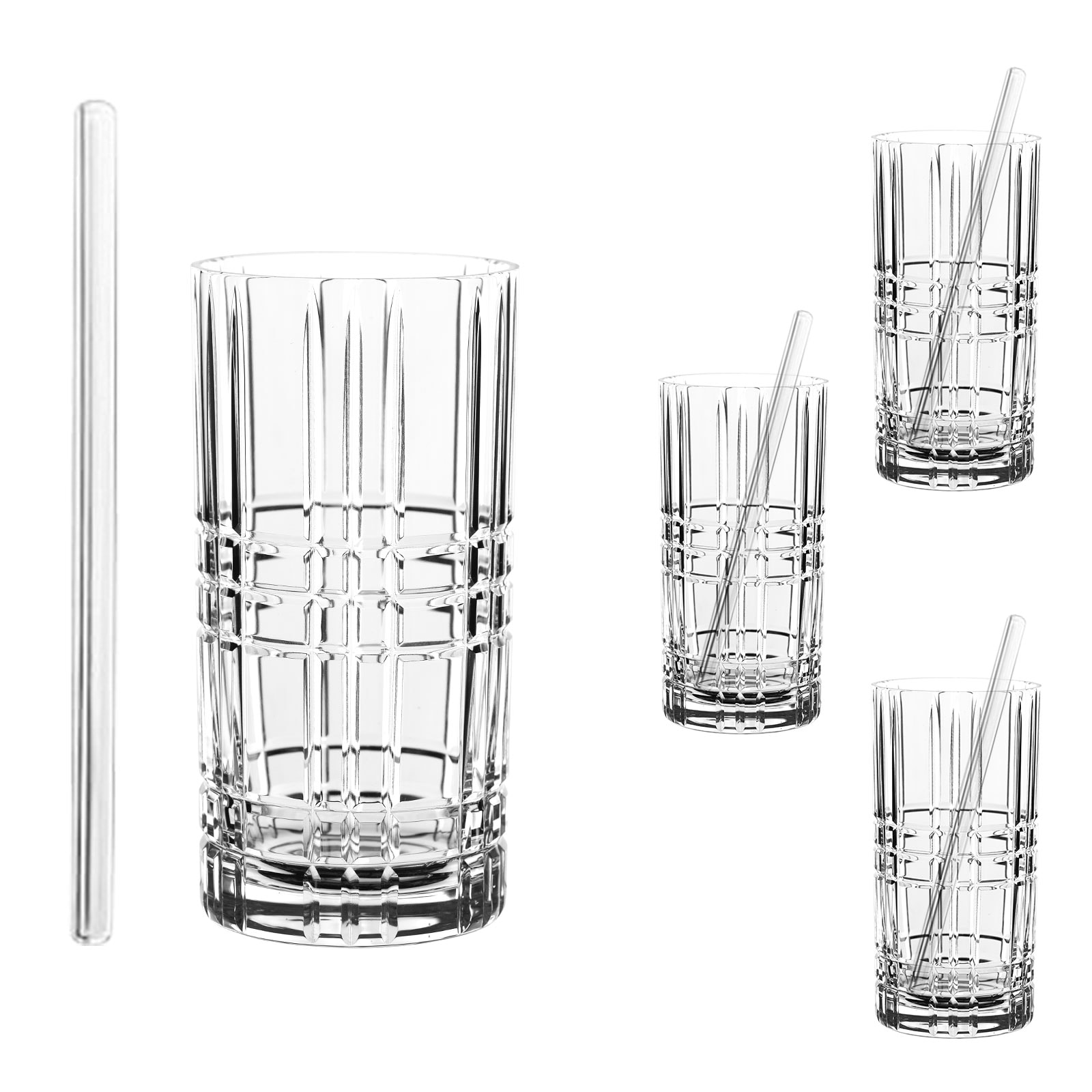 Nachtmann 4x Longdrink-Gl&auml;ser (445 ml), 4x Glastrinkhalme inkl. Reinigungsb&uuml;rste Tastes Good 103144 - Bild 1