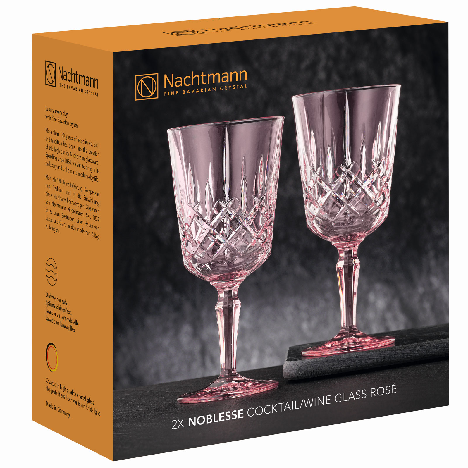 Nachtmann, 2-teiliges Weingl&auml;ser-Set, Rosa Cocktailgl&auml;ser/Weingl&auml;ser, Kristallglas, 355 ml, Ros&eacute;, Noblesse Colors, 105218 - Bild 1