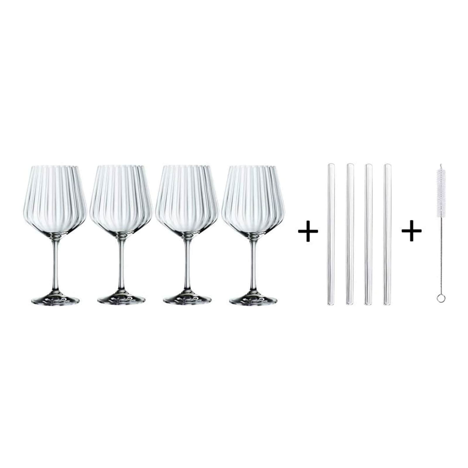 Nachtmann Gin & Tonic-Set 4x Gin Tonic-Gl&auml;ser 637ml 4x Glastrinkhalme, 1x Reinigungsb&uuml;rste Tastes Good, 103143 - Bild 1
