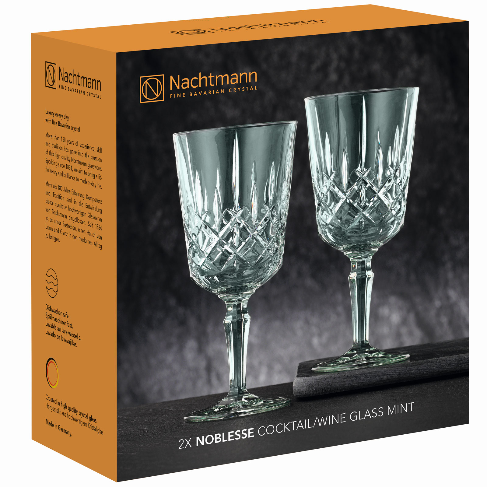 Nachtmann, 2-teiliges Weingl&auml;ser-Set, Gr&uuml;ne Cocktailgl&auml;ser/Weingl&auml;ser, Kristallglas, 355 ml, Mint, Noblesse Colors, 105220 - Bild 1