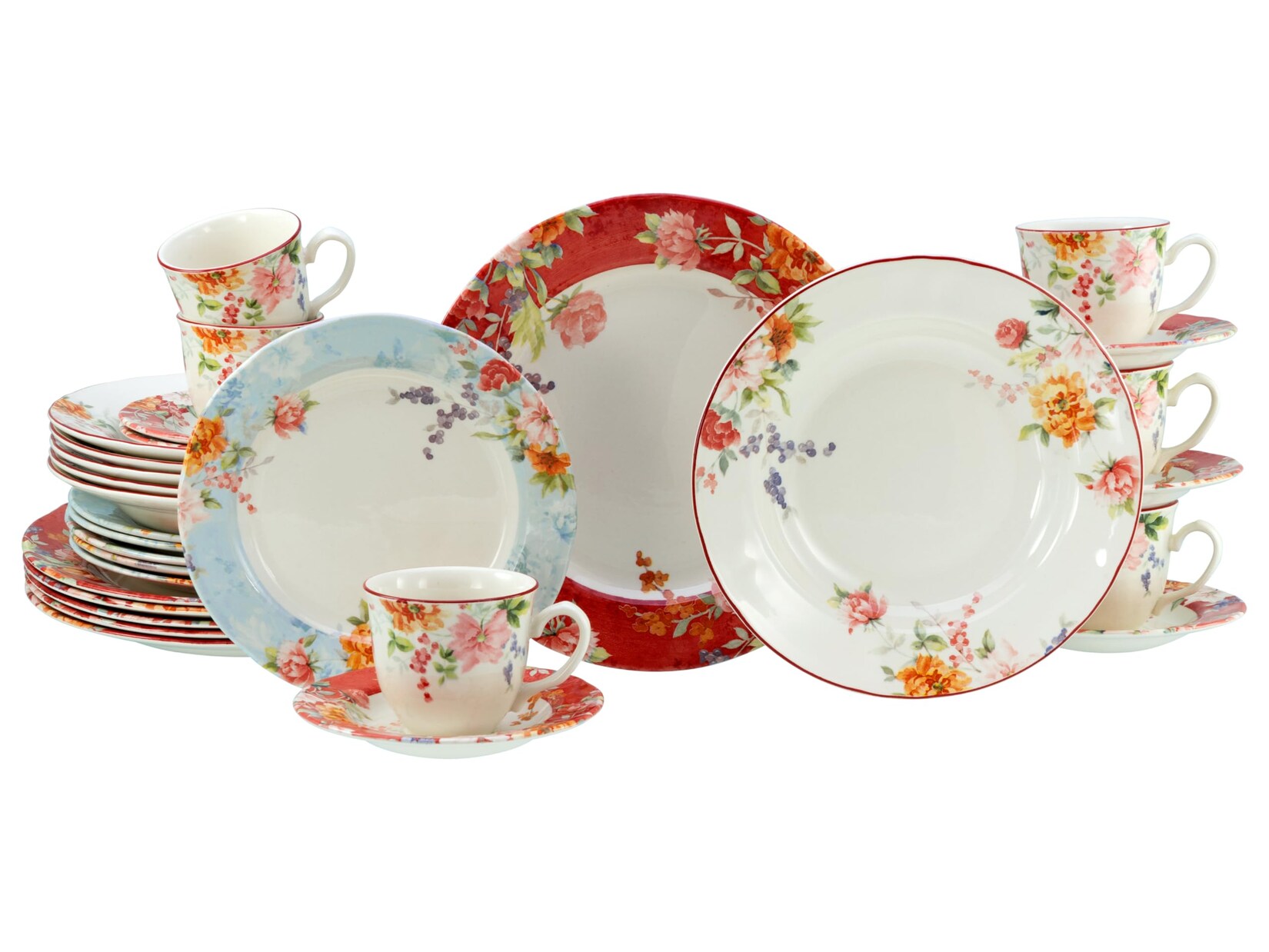 , 22498, Serie Crimson, Geschirrset, Kombiservice 16 teilig