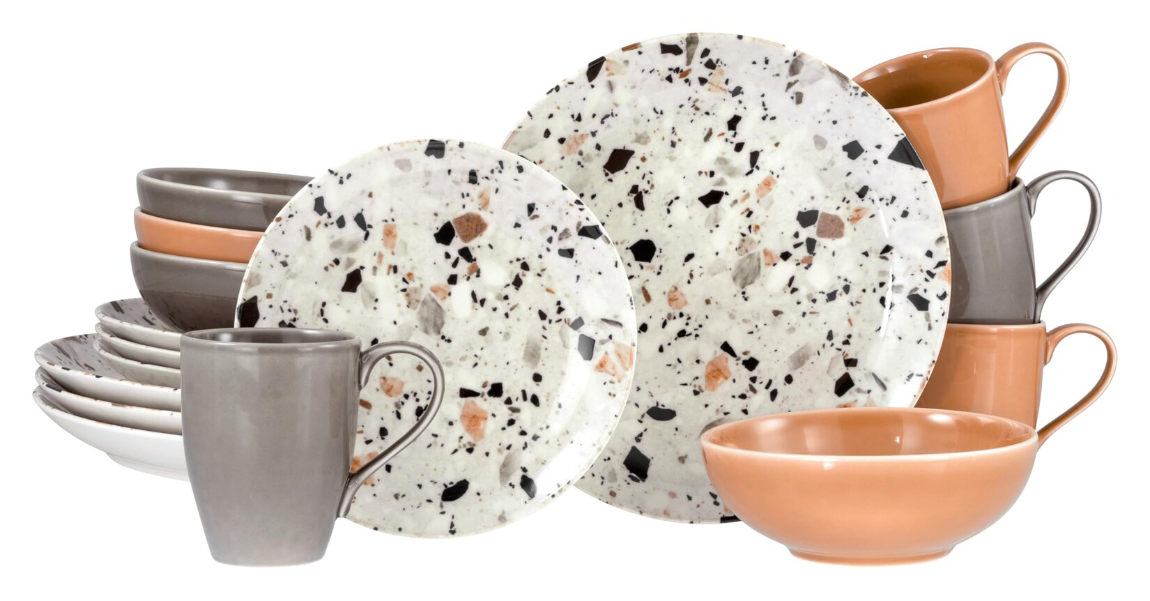 Kombiservice 24348 Serie Terrazzo Mix 16-tlg. Geschirrset 4 Personen
