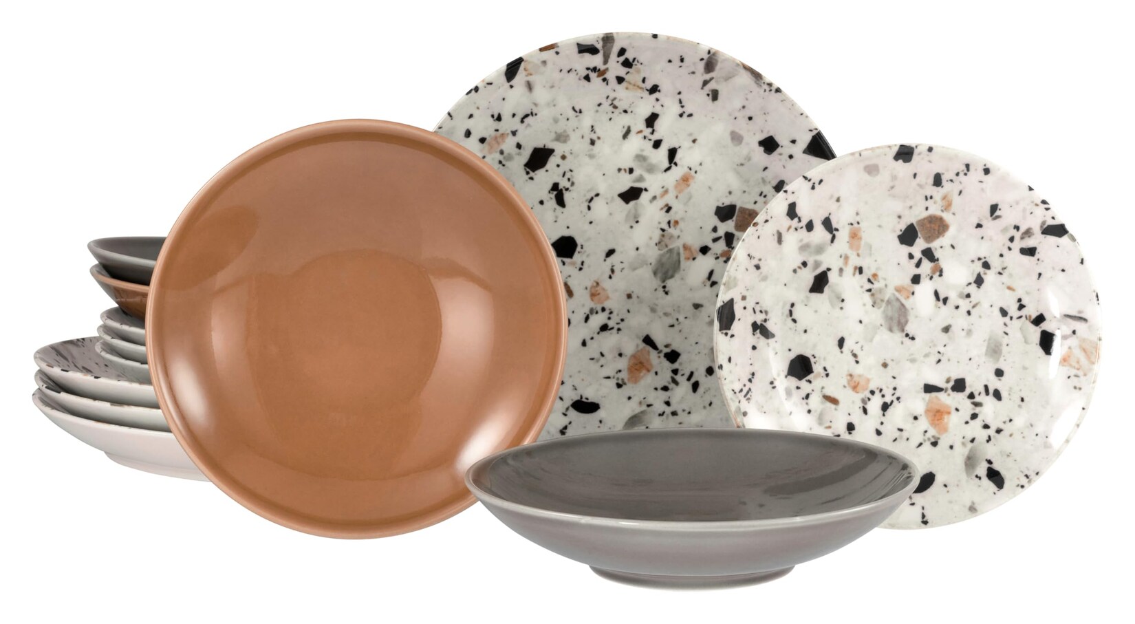 Teller Set 24349 Serie Terrazzo Mix 12-tlg. Geschirrset 4 Personen