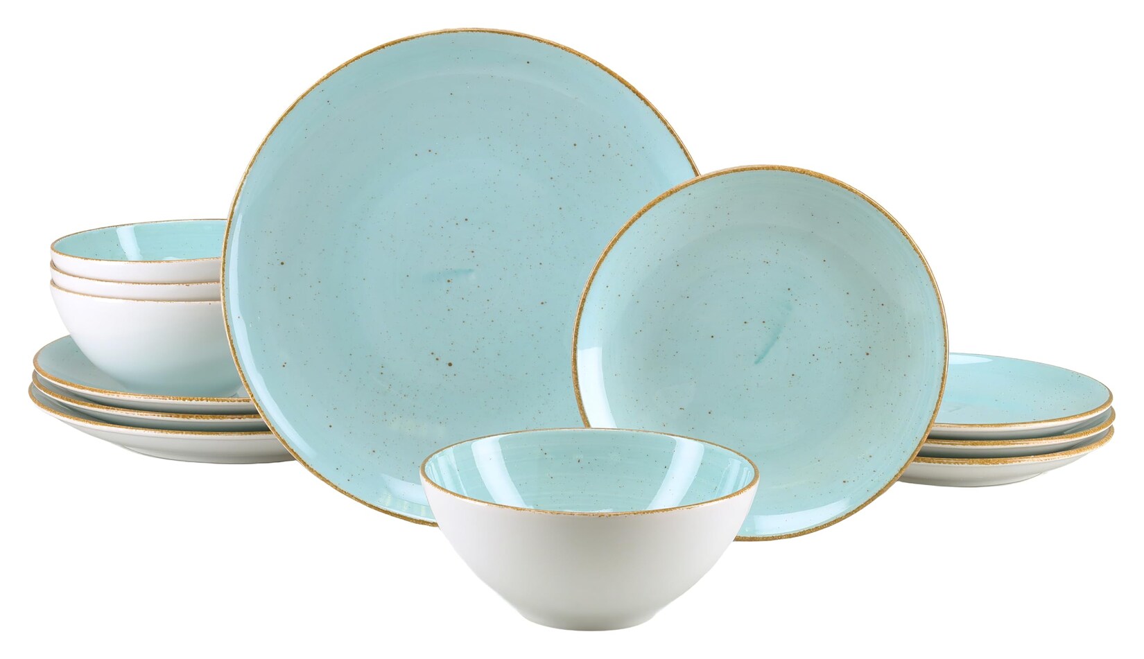 - 24807 Vintage Nature Aqua, CreaTable 24807 Serie Vintage Nature Aqua Teller Set 12-tlg 4 Personen12-tlg