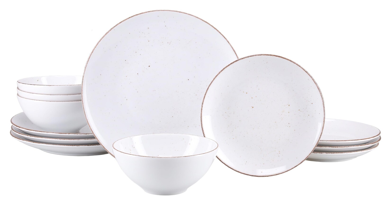 24814 Vintage Nature Weiss Teller Set 12-tlg. Geschirrset 4 Personen