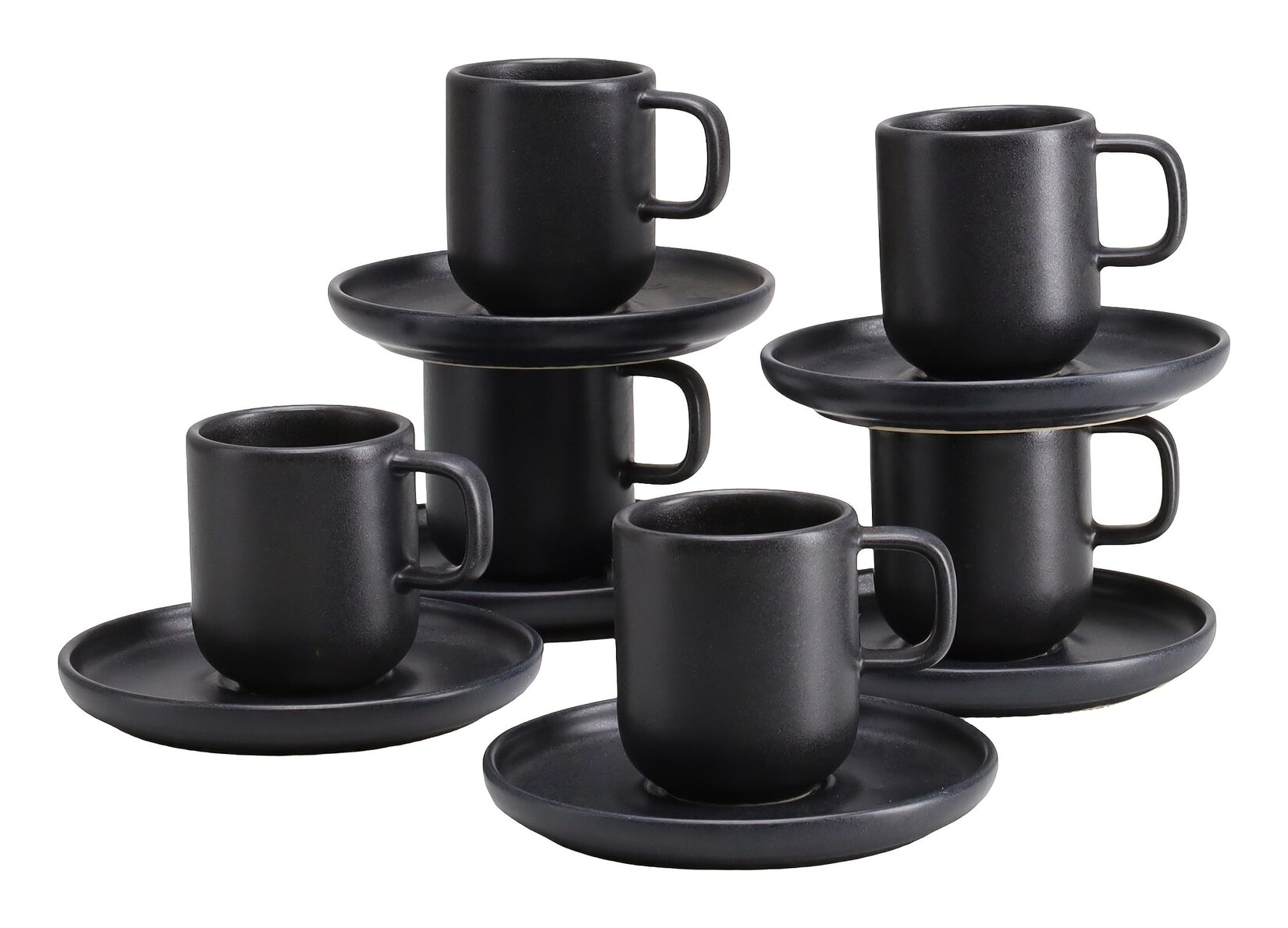 Creatable 25256 Serie Uno Black Espressotassen Set 12-tlg Geschirrset 6 Personen