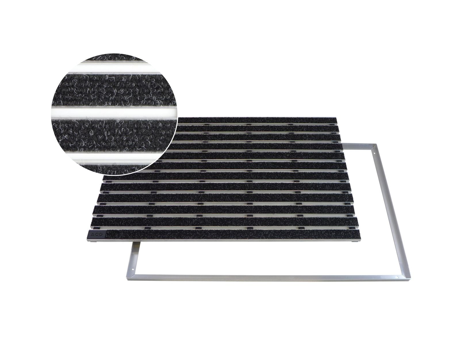 ACO Eingangsmatte Vario + Rahmen 12mm Aluminium | 75x50cm | Rips Anthrazit - Bild 1