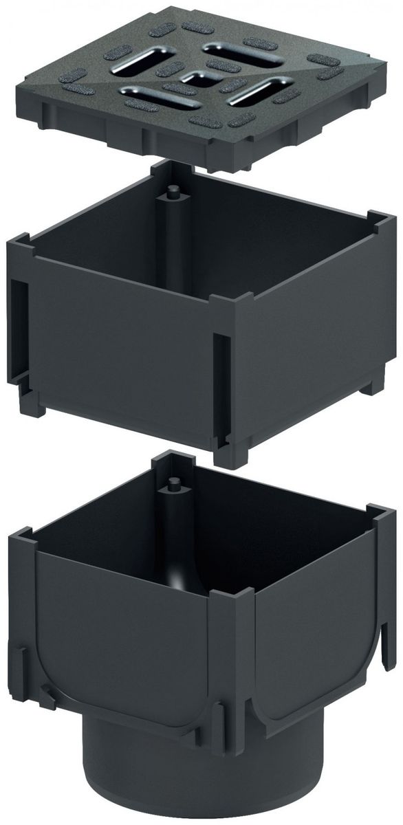 ACO Self&reg; Hexaline Eckst&uuml;ck mit Stutzen, Verl&auml;ngerung und Rost - Bild 1
