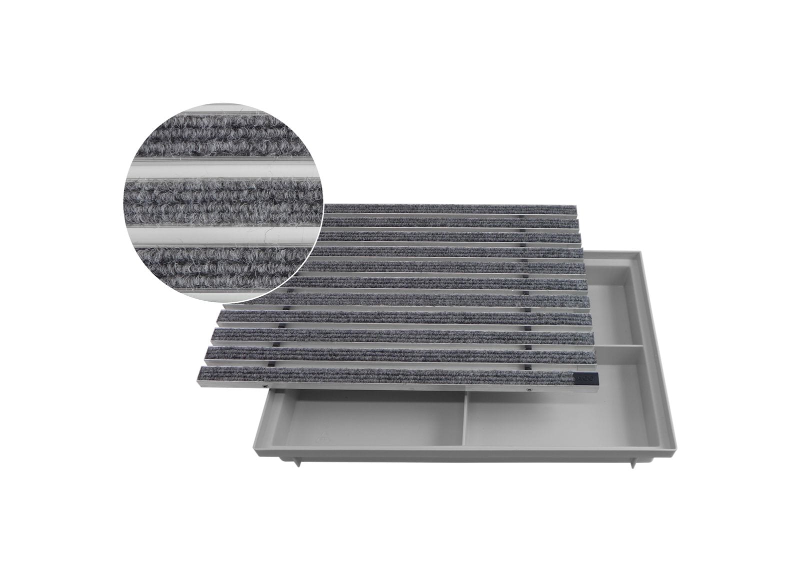 ACO Eingangsmatte Vario + Bodenwanne 75mm Kunststoff | 60x40cm | Rips Hellgrau - Bild 1