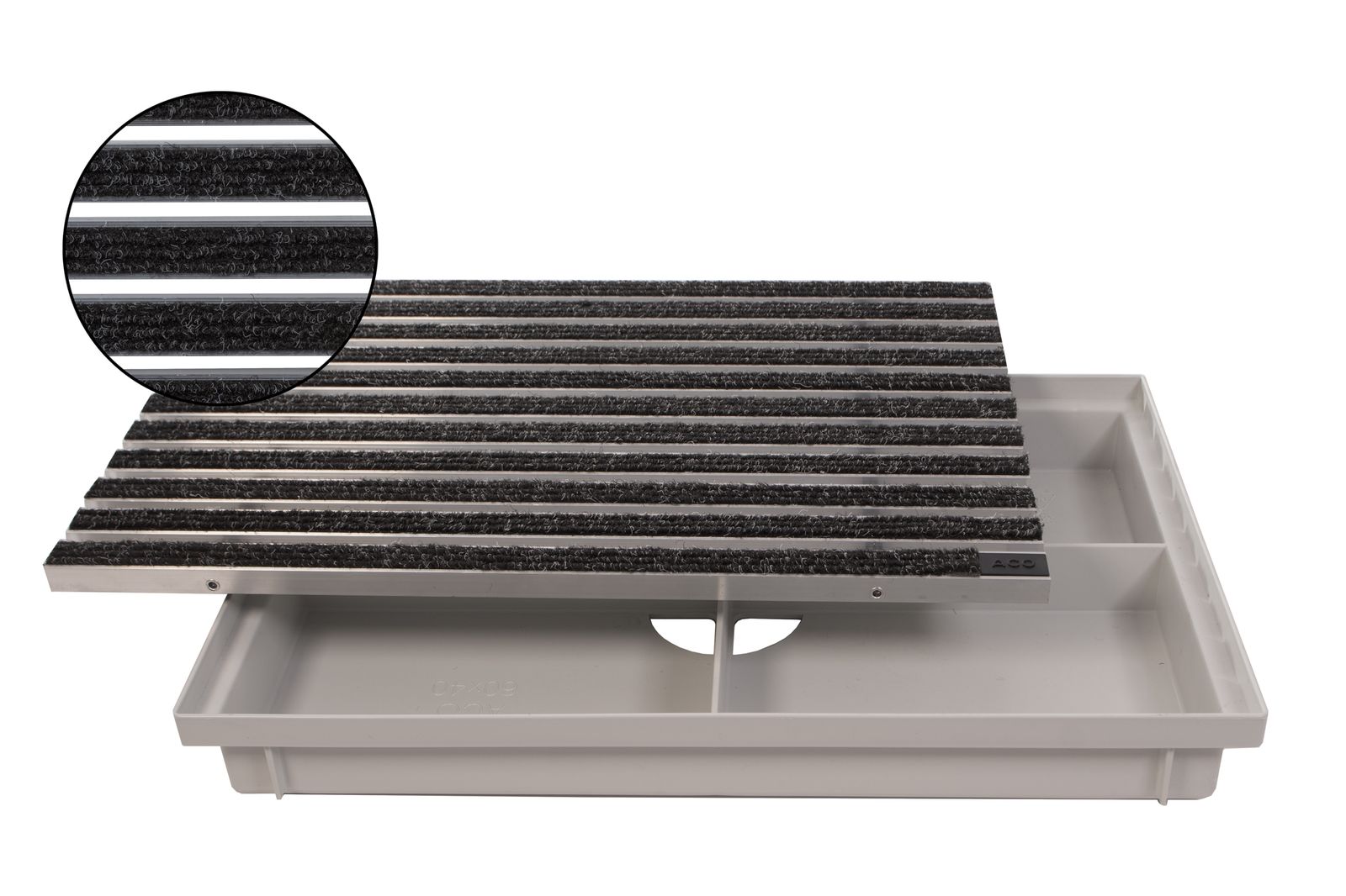 ACO Eingangsmatte Vario + Bodenwanne 75mm Kunststoff | 60x40cm | Rips Anthrazit - Bild 1
