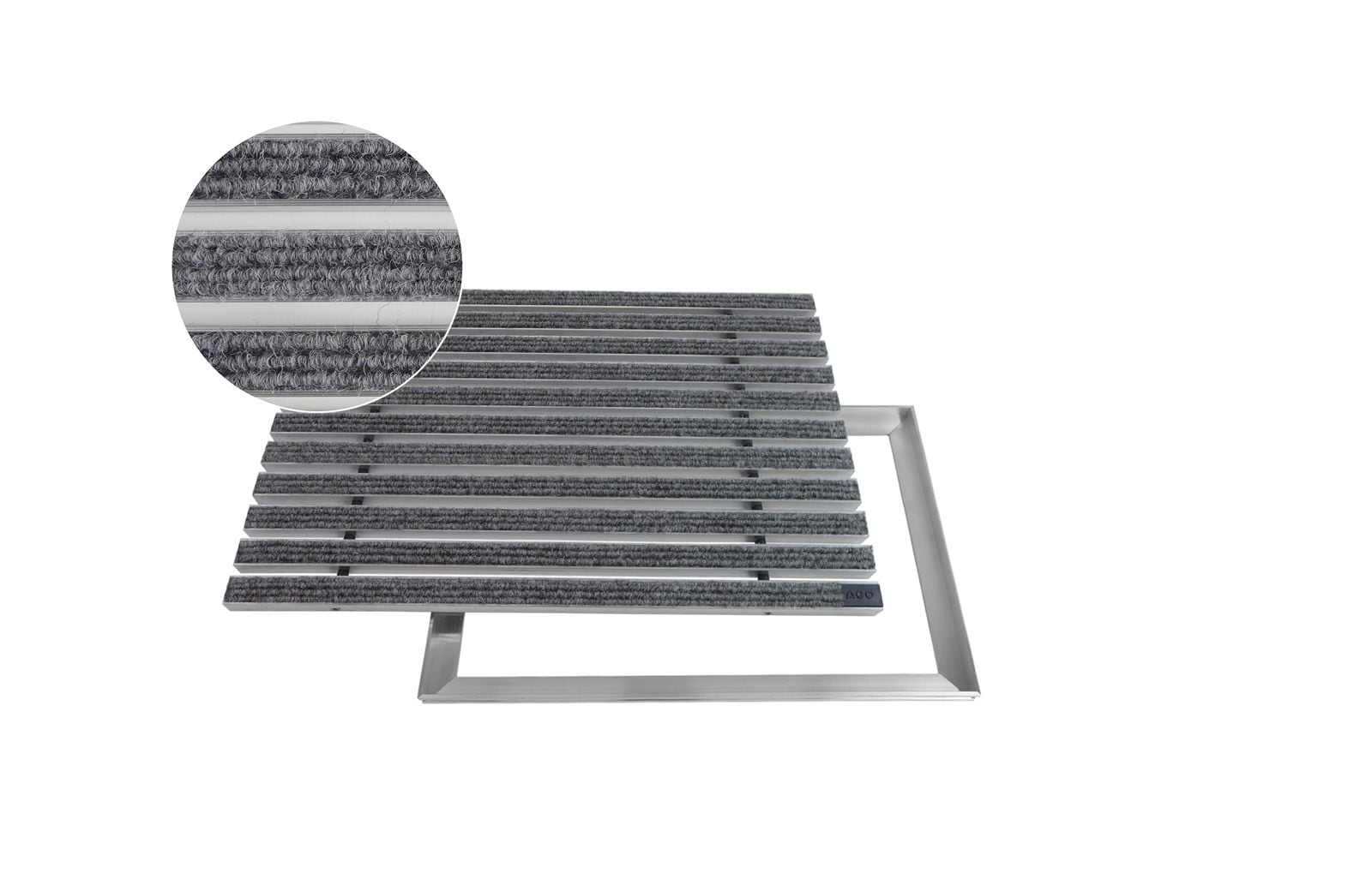 ACO Eingangsmatte Vario + Rahmen 26,5mm Aluminium | 60x40cm | Rips Hellgrau - Bild 1