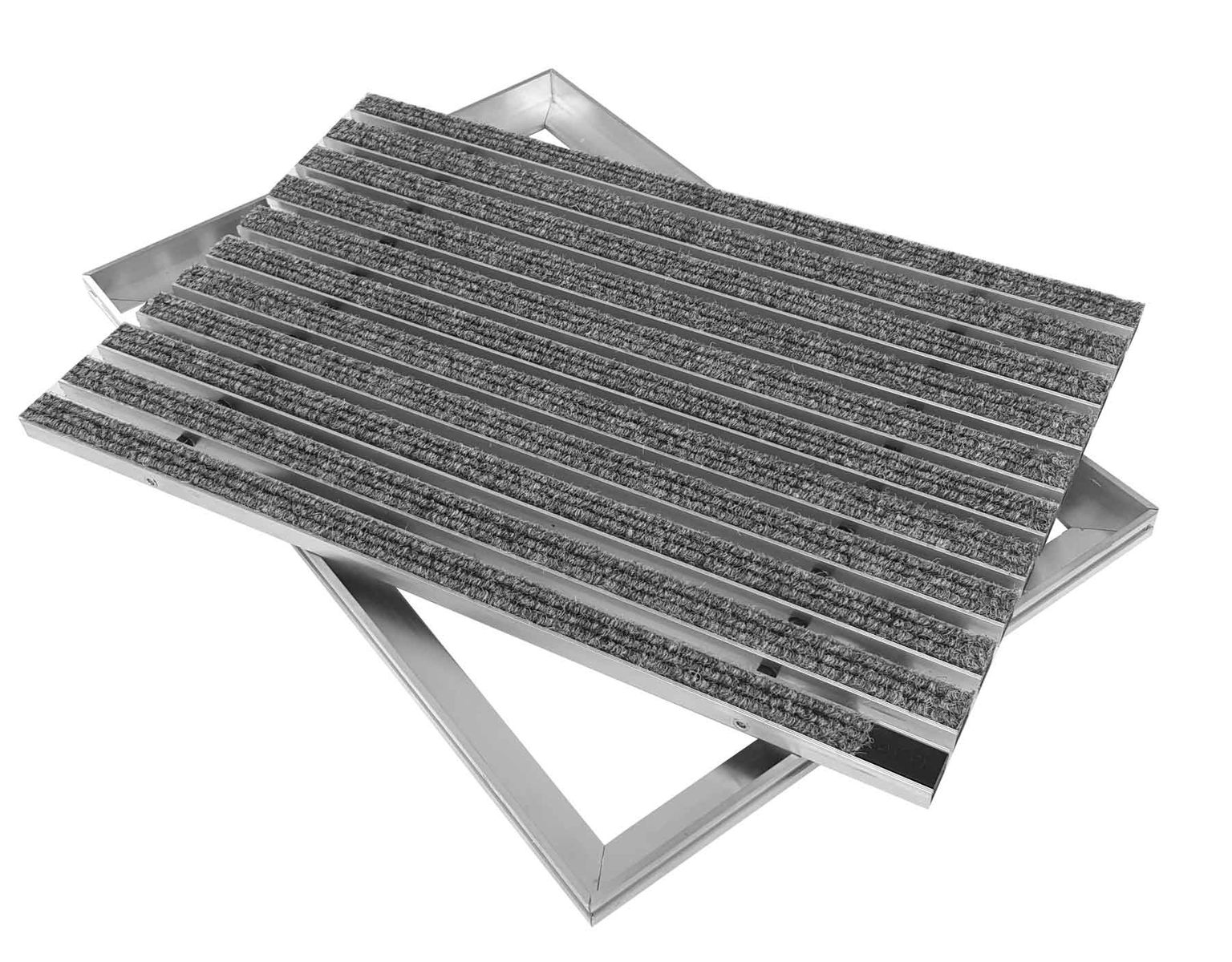 ACO Eingangsmatte Vario + Rahmen 26,5mm Aluminium | 100x50cm | Rips Hellgrau - Bild 1