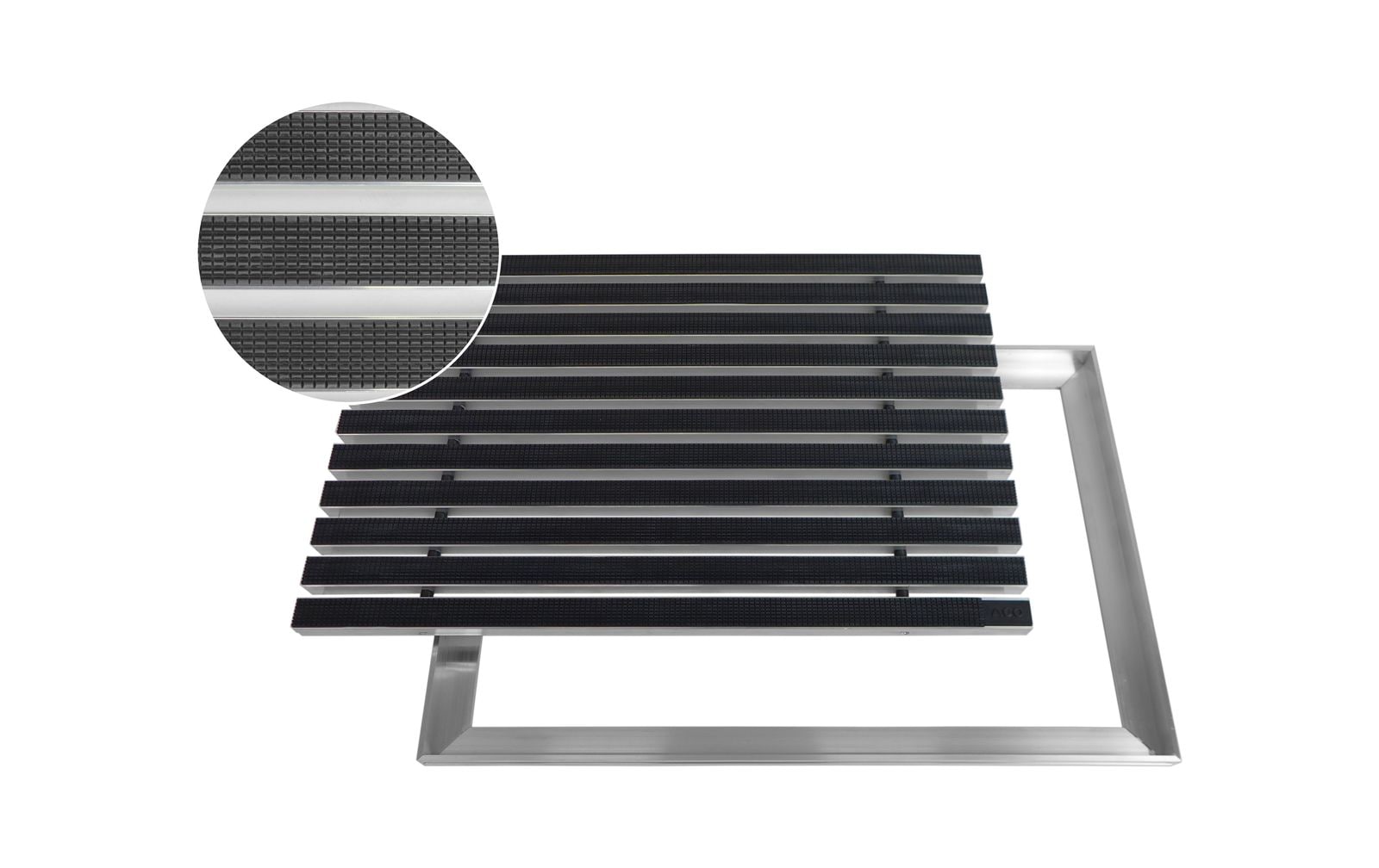 ACO Eingangsmatte Vario + Rahmen 26,5mm Aluminium | 100x50cm | Gummi Schwarz - Bild 1
