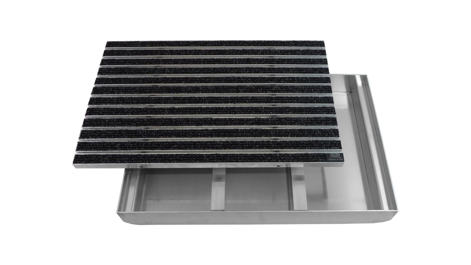 Emco Eingangsmatte DIPLOMAT + Bodenwanne 75mm Aluminium | 75x50cm | Rips Anthrazit - Bild 1