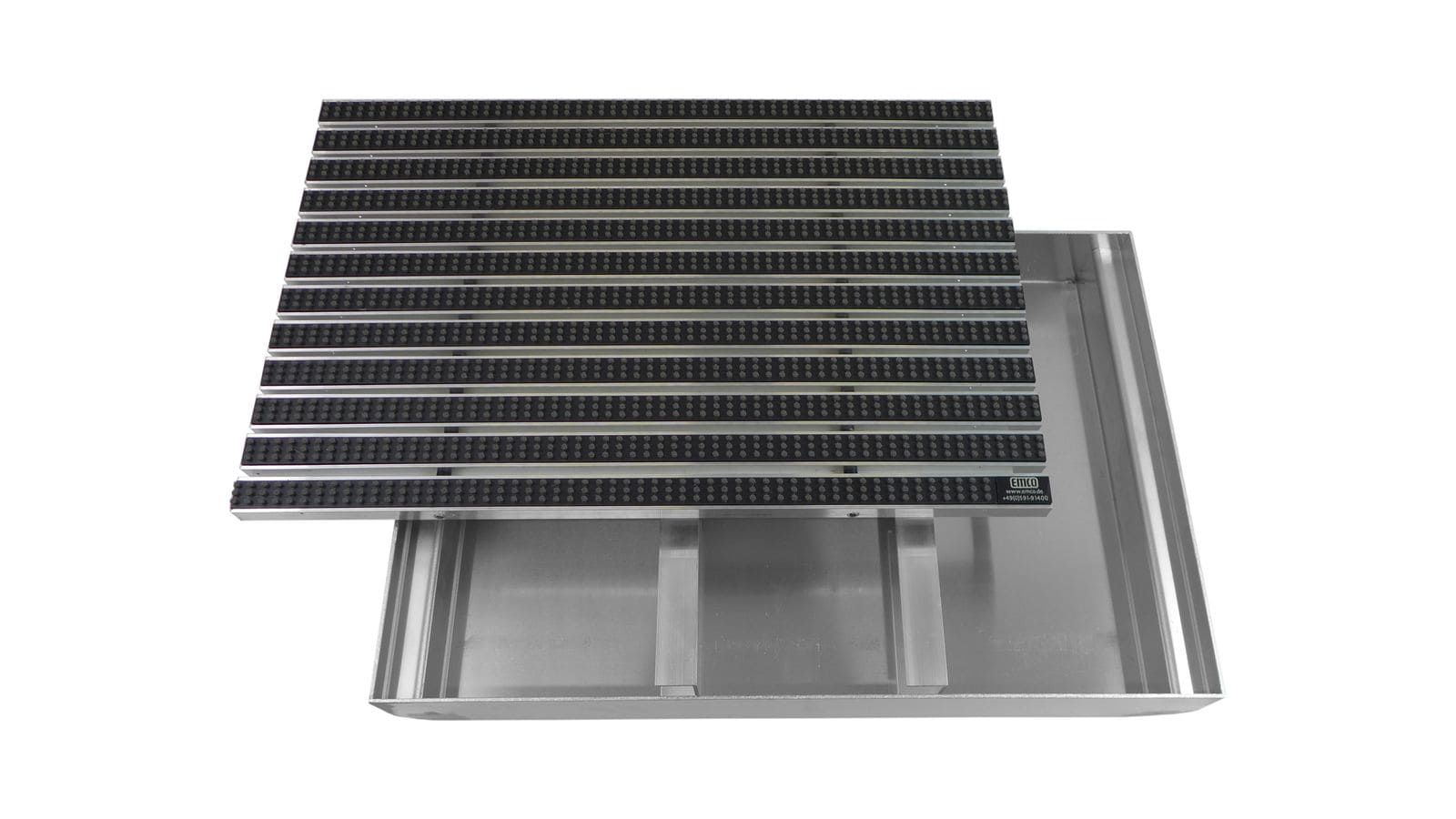 Emco Eingangsmatte DIPLOMAT + Bodenwanne 75mm Aluminium | 75x50cm | B&uuml;rsten Grau - Bild 1