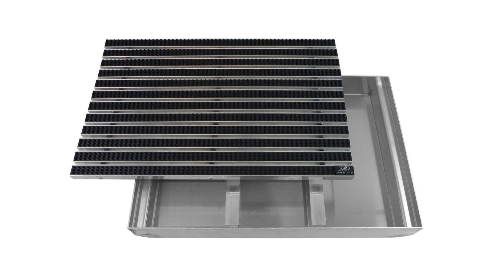 Emco Eingangsmatte DIPLOMAT + Bodenwanne 75mm Aluminium | 100x50cm | B&uuml;rsten Schwarz - Bild 1
