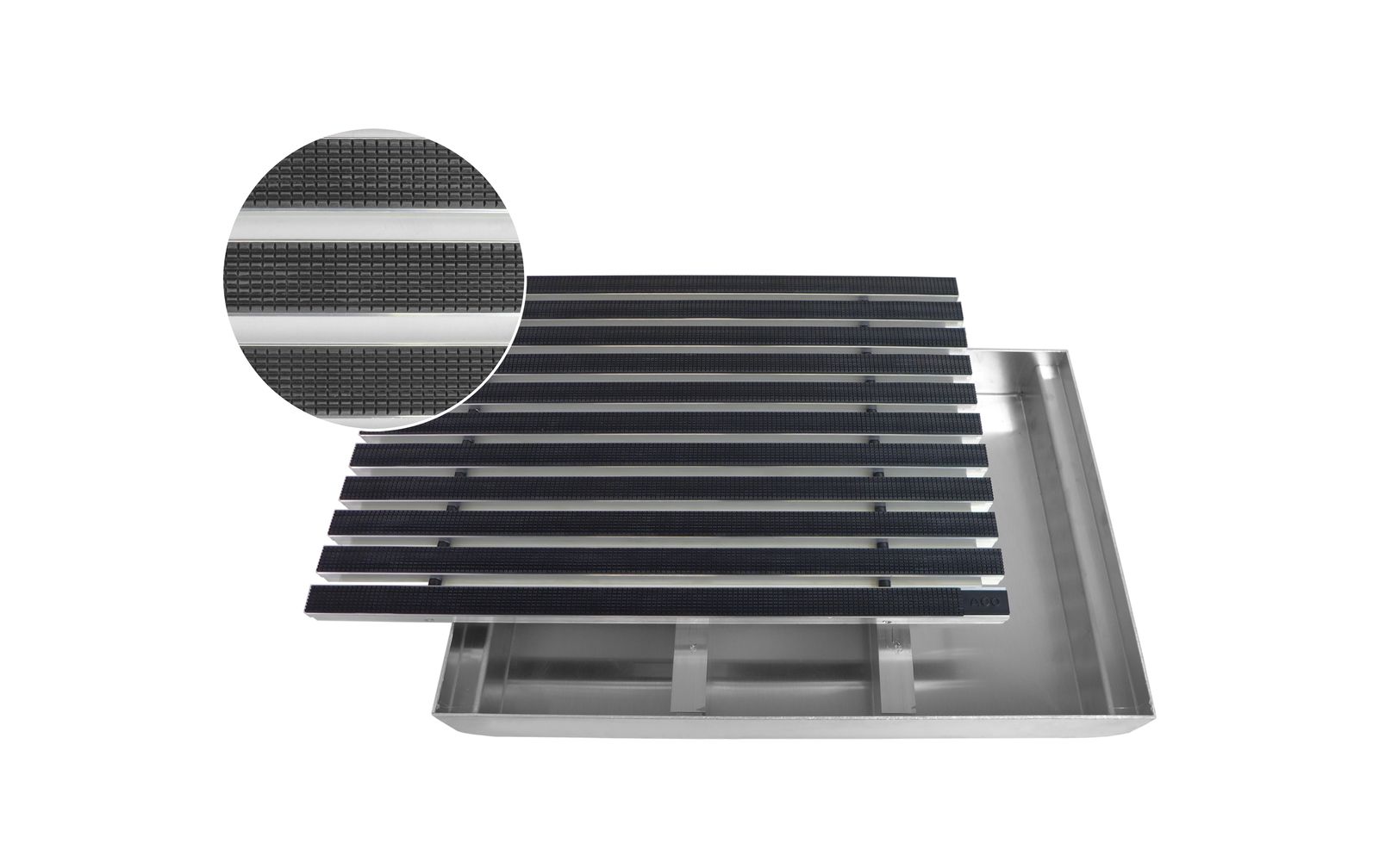 ACO Eingangsmatte Vario + Emco Bodenwanne 75mm Aluminium | 100x50cm | Gummi Schwarz - Bild 1