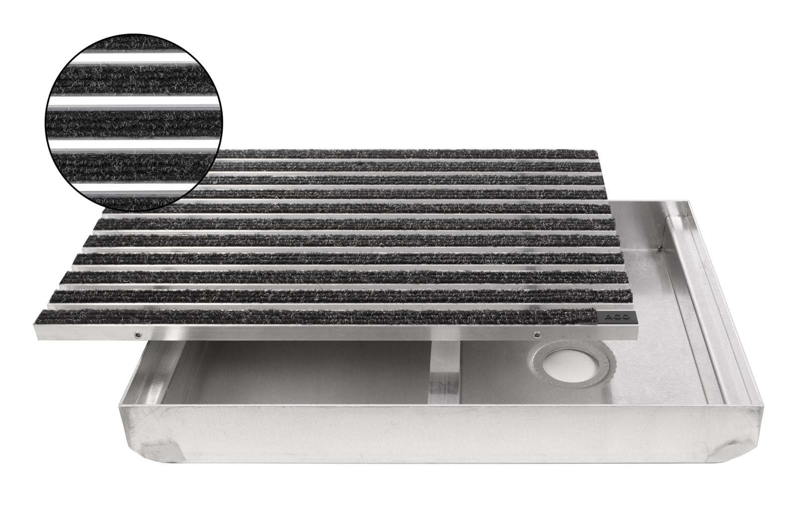 ACO Eingangsmatte Vario + Emco Bodenwanne 75mm Aluminium | 75x50cm | Rips Anthrazit - Bild 1