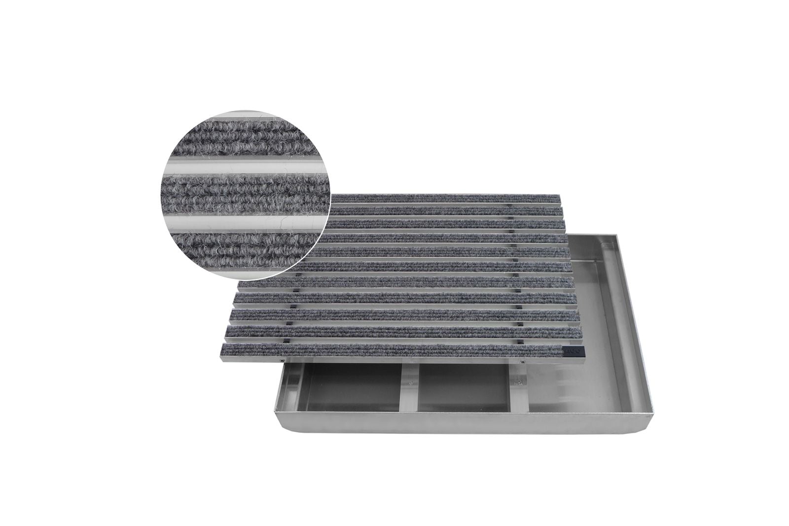 ACO Eingangsmatte Vario + Emco Bodenwanne 75mm Aluminium | 100x50cm | Rips Hellgrau - Bild 1
