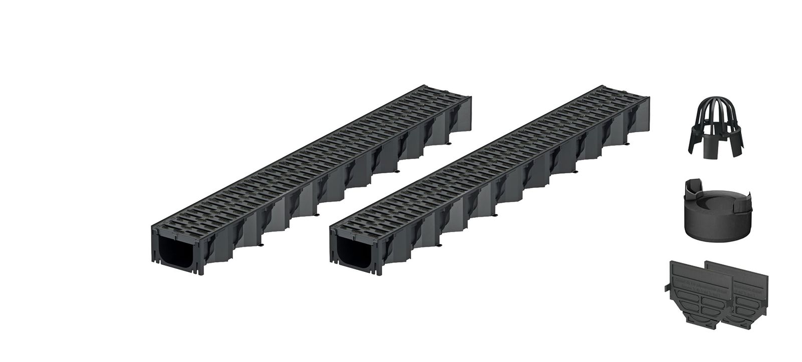 2x1m ACO Self&reg; Hexaline 2.0 Entw&auml;sserungsrinne mit Stegrost Microgrip + Ablauf Vertikal - Bild 1