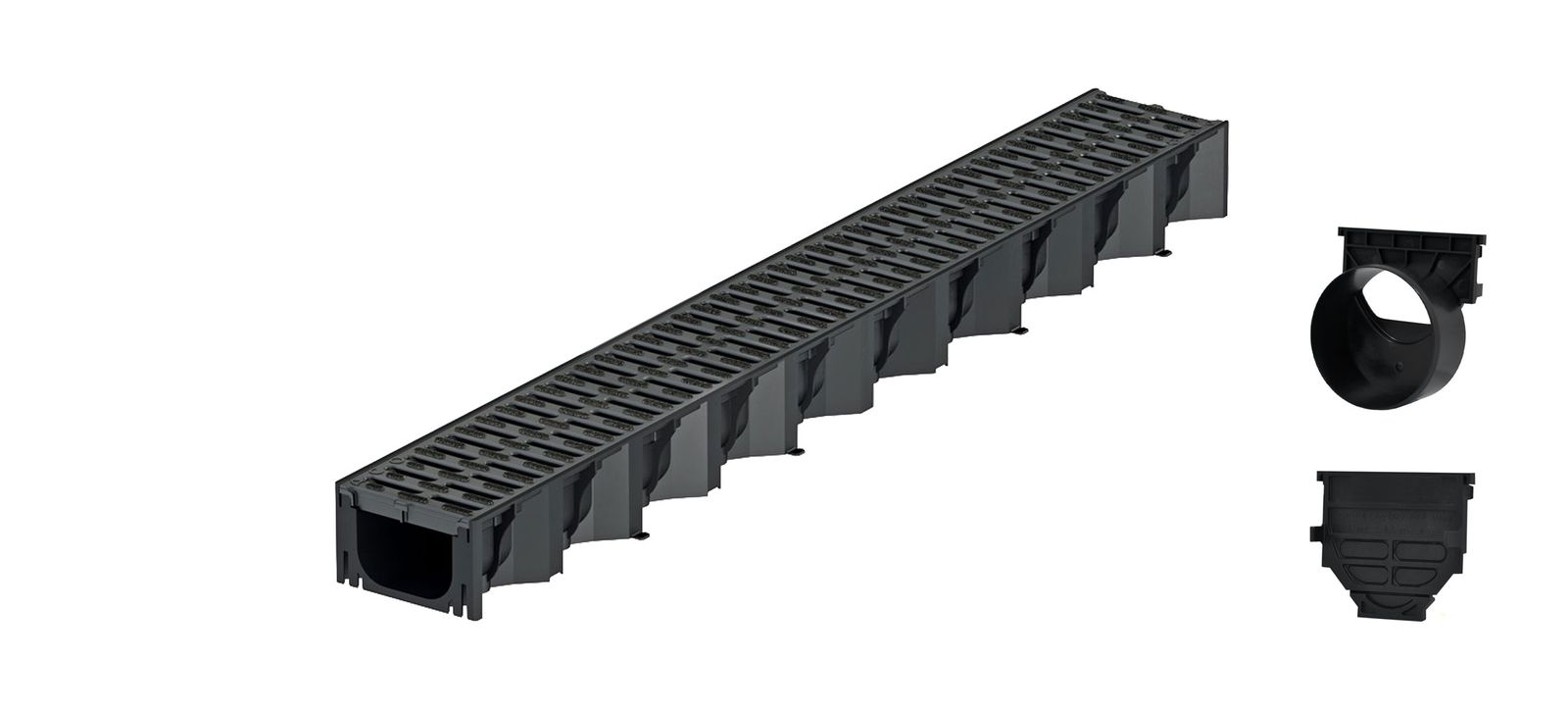 1m ACO Self&reg; Hexaline 2.0 Entw&auml;sserungsrinne mit Stegrost Microgrip + Ablauf horizontal - Bild 1