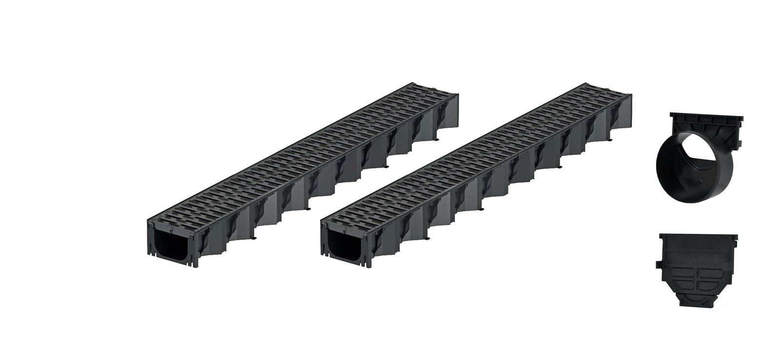 2x1m ACO Self&reg; Hexaline 2.0 Entw&auml;sserungsrinne mit Stegrost Microgrip + Ablauf horizontal - Bild 1