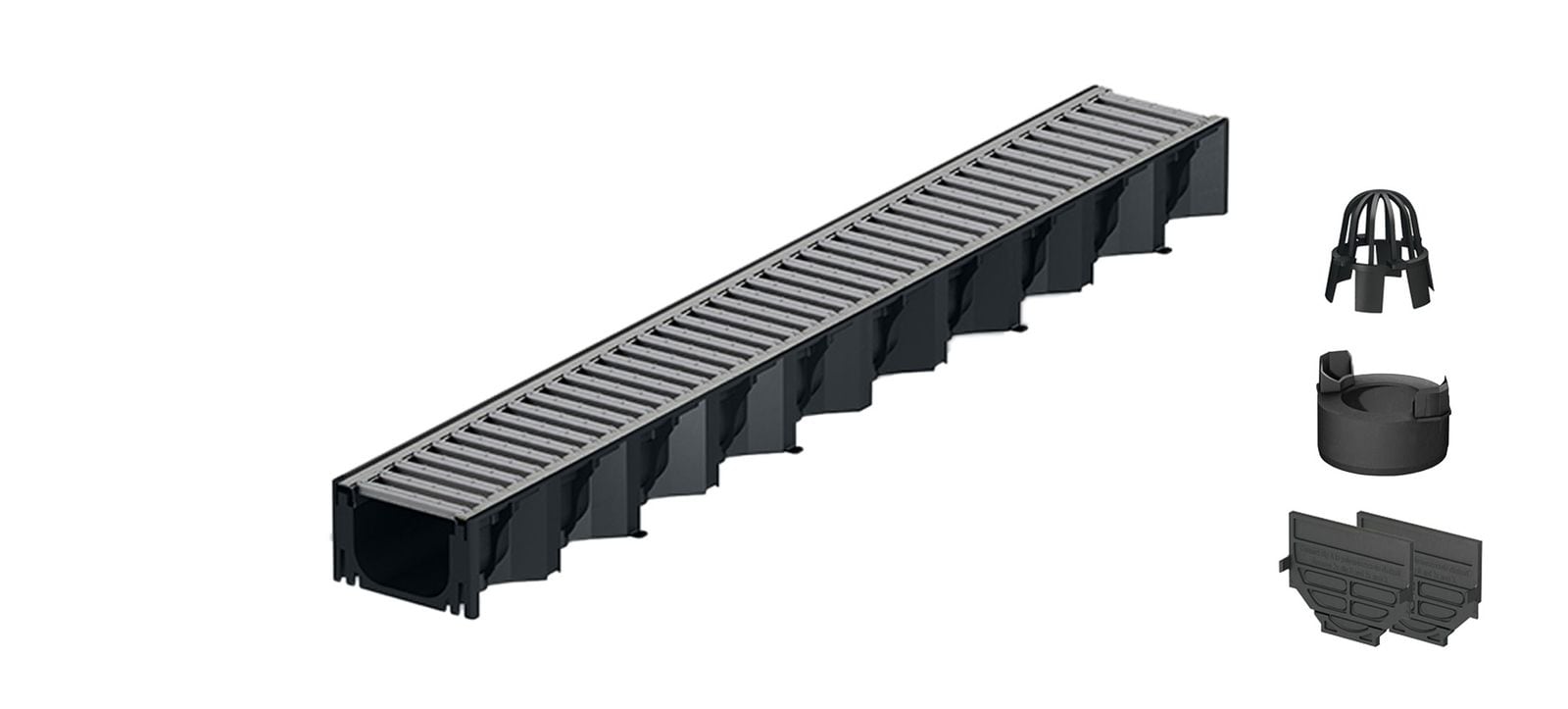 1m ACO Self&reg; Hexaline 2.0 Entw&auml;sserungsrinne Stegrost Stahl verzinkt + Ablauf Vertikal - Bild 1