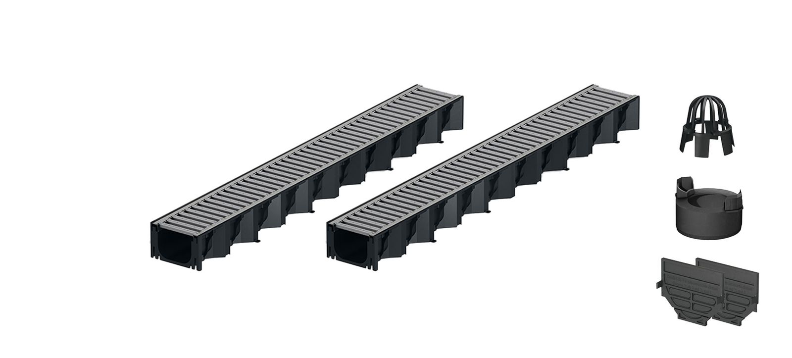 2x1m ACO Self&reg; Hexaline 2.0 Entw&auml;sserungsrinne Stegrost Stahl verzinkt + Ablauf Vertikal - Bild 1