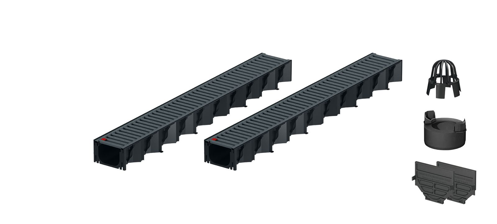 2x1m ACO Self&reg; Hexaline 2.0 Entw&auml;sserungsrinne mit Stegrost Stahl verzinkt, anthrazit pulverbeschichtet + Ablauf Vertikal - Bild 1