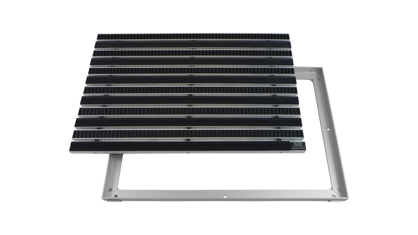 Emco Eingangsmatte DIPLOMAT + Rahmen 25mm Aluminium | 75x50cm | Gummi Schwarz + B&uuml;rsten Schwarz - Bild 1