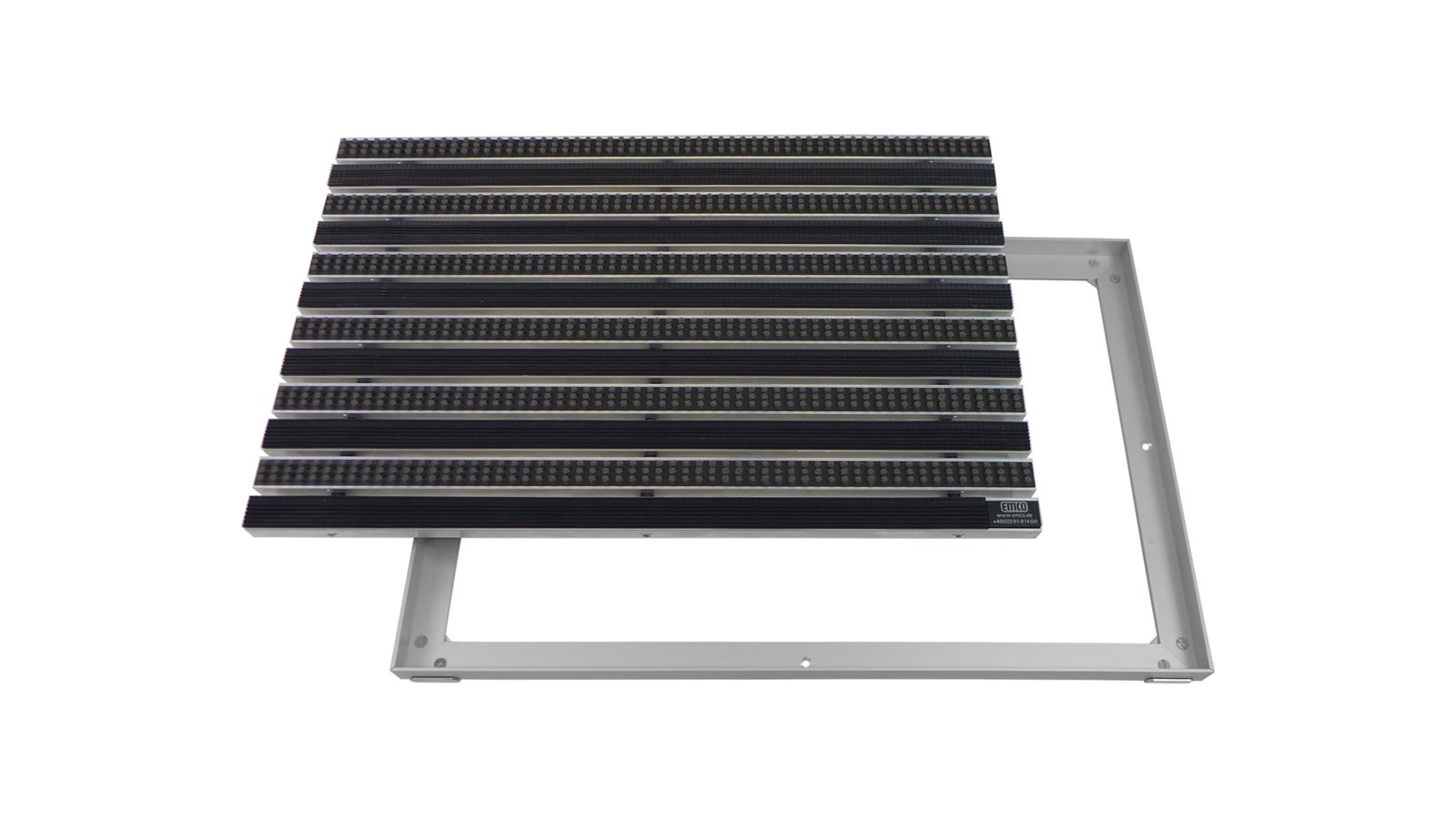 Emco Eingangsmatte DIPLOMAT + Rahmen 25mm Aluminium | 60x40cm | Gummi Schwarz + B&uuml;rsten Grau - Bild 1