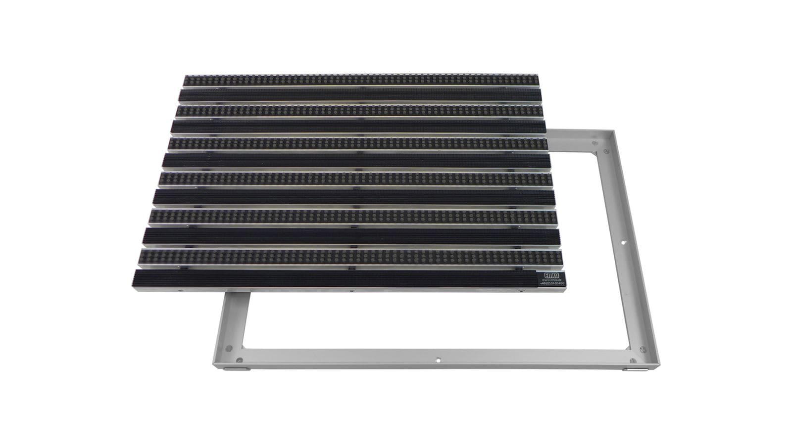 Emco Eingangsmatte DIPLOMAT + Rahmen 25mm Aluminium | 75x50cm | Gummi Schwarz + B&uuml;rsten Grau - Bild 1