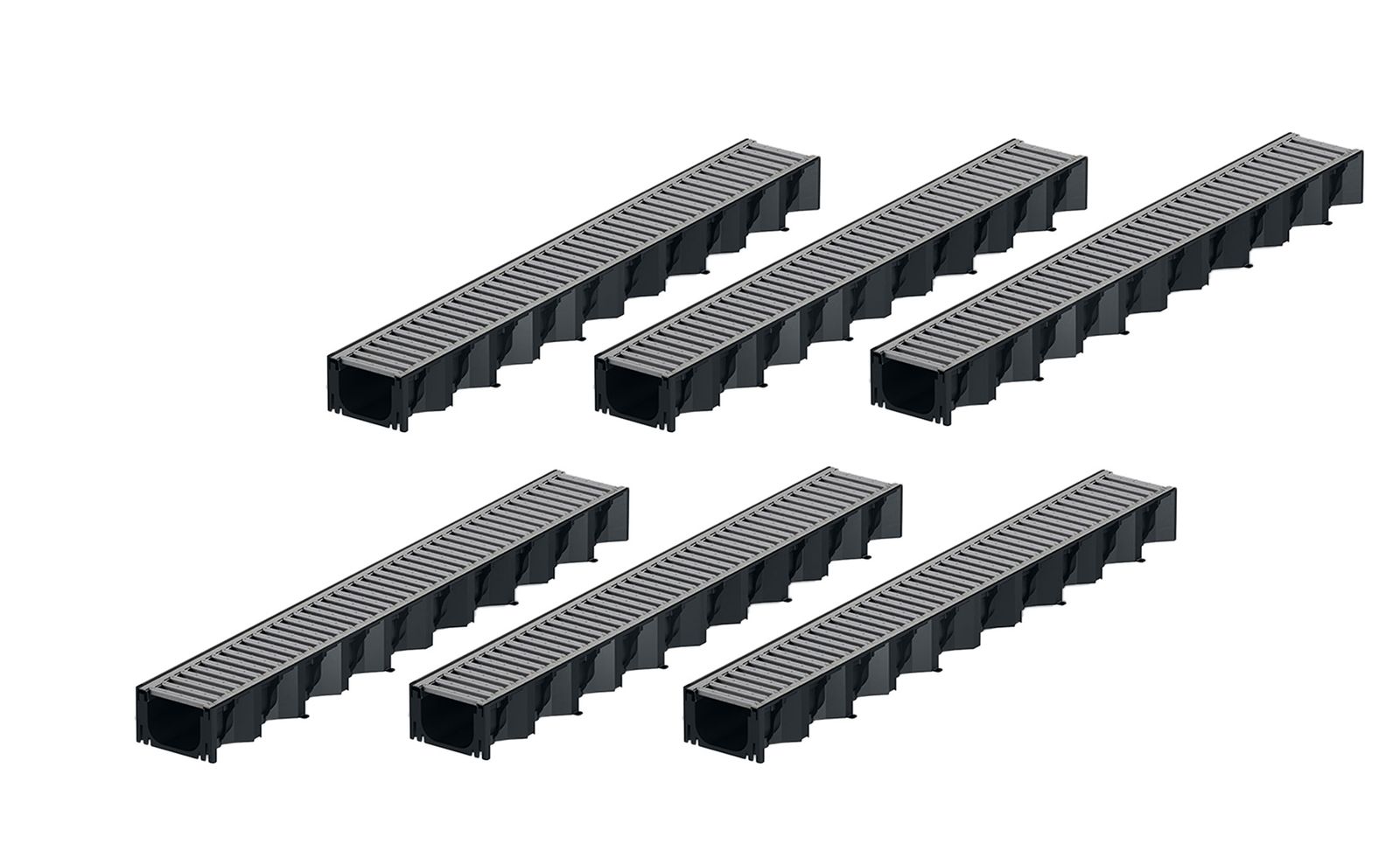 6x1m ACO Self&reg; Hexaline2.0 Entw&auml;sserungsrinne Stegrost Stahl verzinkt - Bild 1