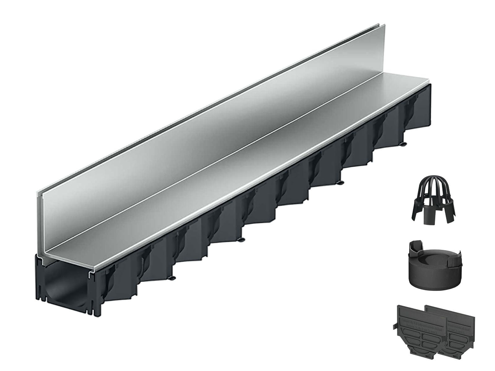 1m ACO Self&reg; Hexaline 2.0 Entw&auml;sserungsrinne mit Schlitzaufsatz Stahl verzinkt + Ablauf Vertikal - Bild 1