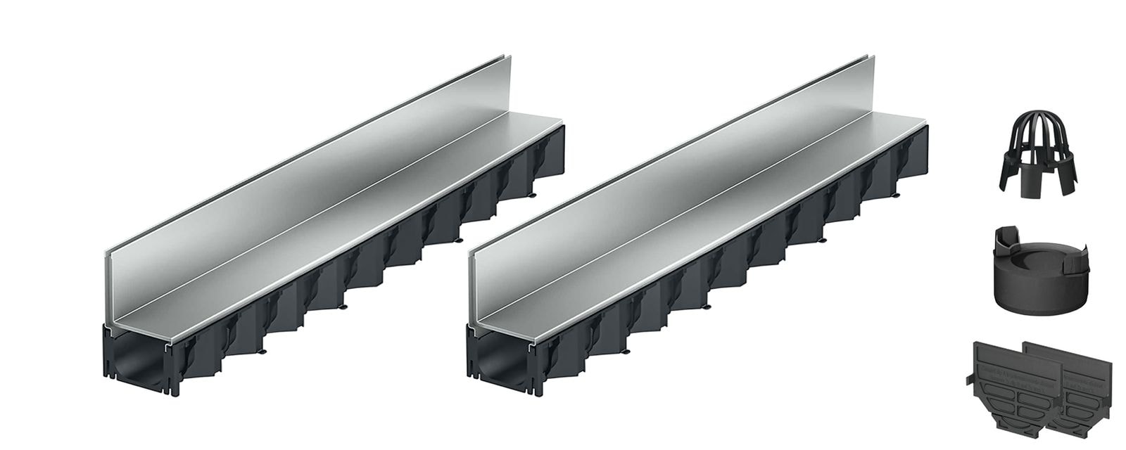 2x1m ACO Self&reg; Hexaline 2.0 Entw&auml;sserungsrinne mit Schlitzaufsatz Stahl verzinkt + Ablauf Vertikal - Bild 1