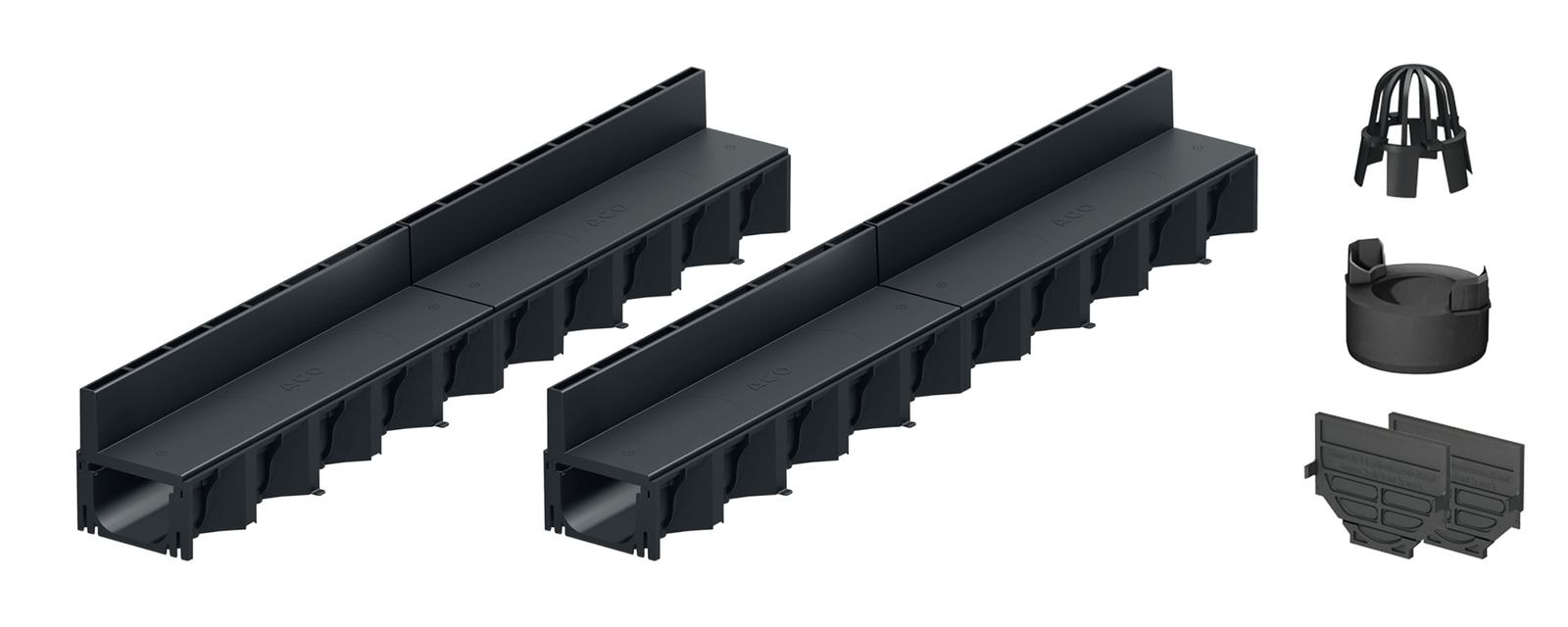 2x1m ACO Self&reg; Hexaline 2.0 Entw&auml;sserungsrinne mit Schlitzaufsatz Kunststoff + Ablauf Vertikal - Bild 1