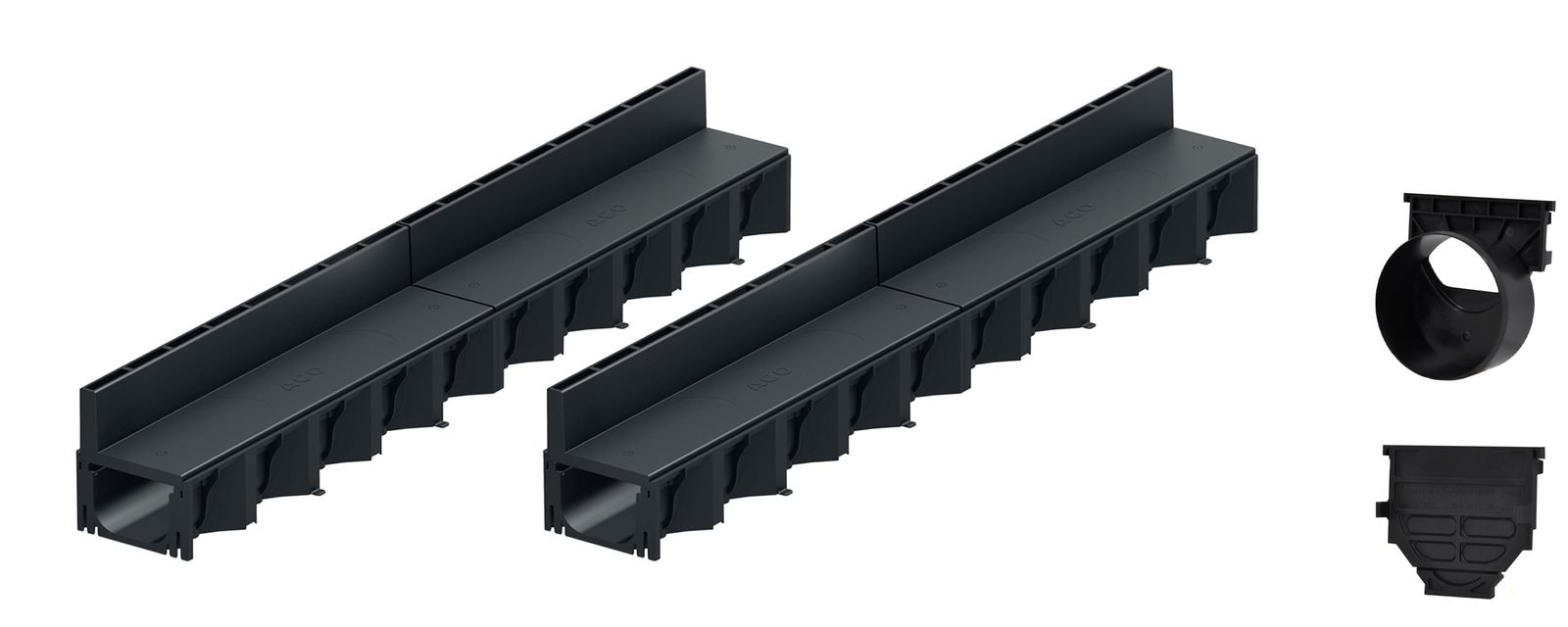 2x1m ACO Self&reg; Hexaline 2.0 Entw&auml;sserungsrinne mit Schlitzaufsatz Kunststoff + Ablauf Horizontal - Bild 1