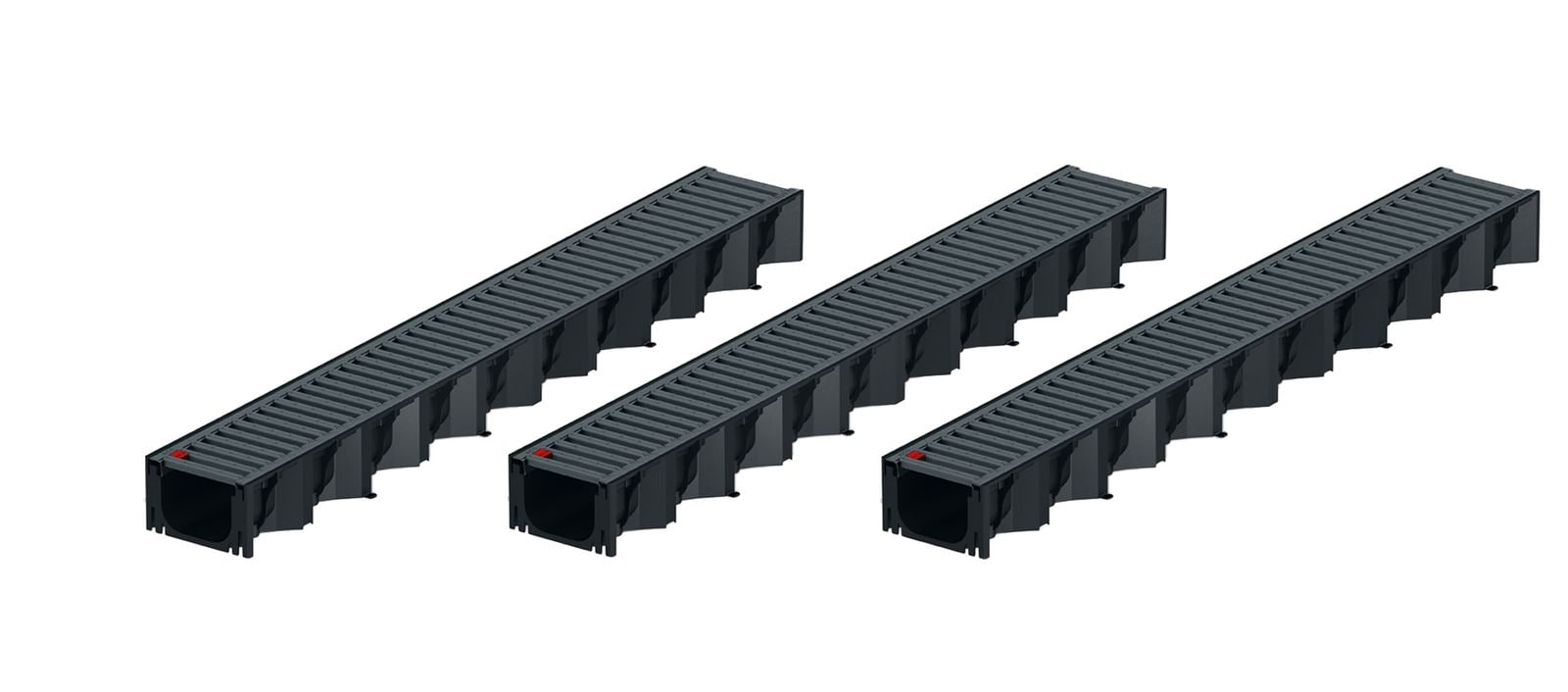 3x1m ACO Self&reg; Hexaline 2.0 Entw&auml;sserungsrinne mit Stegrost Stahl verzinkt, anthrazit pulverbeschichtet - Bild 1