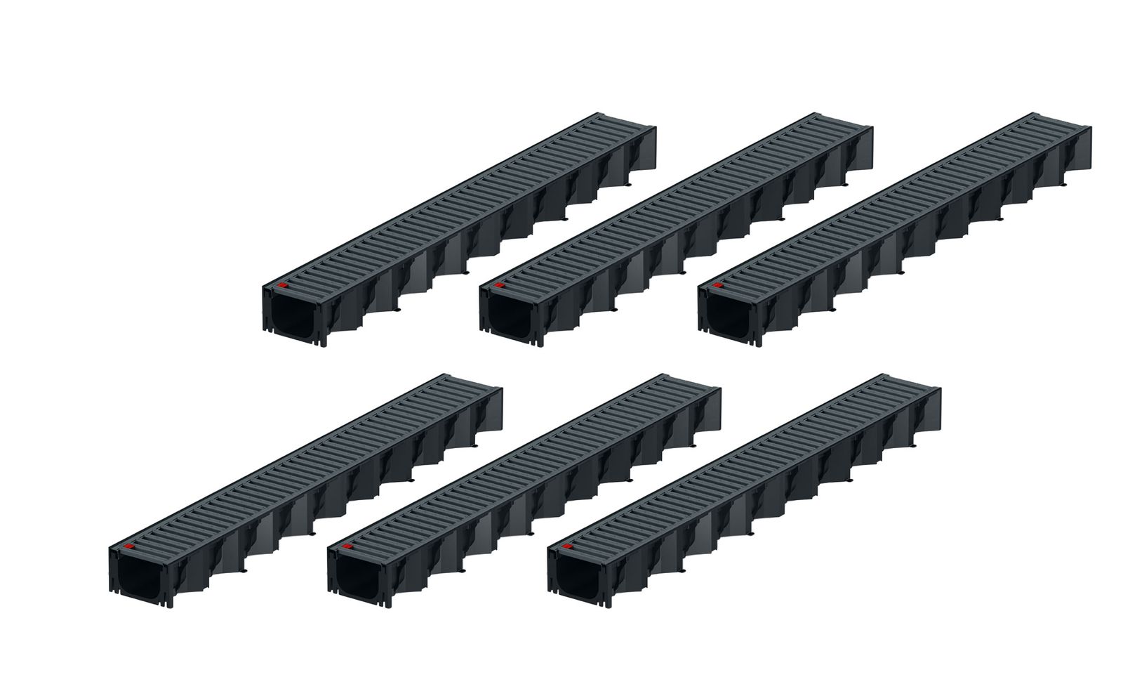 6x1m ACO Self&reg; Hexaline 2.0 Entw&auml;sserungsrinne mit Stegrost Stahl verzinkt, anthrazit pulverbeschichtet - Bild 1