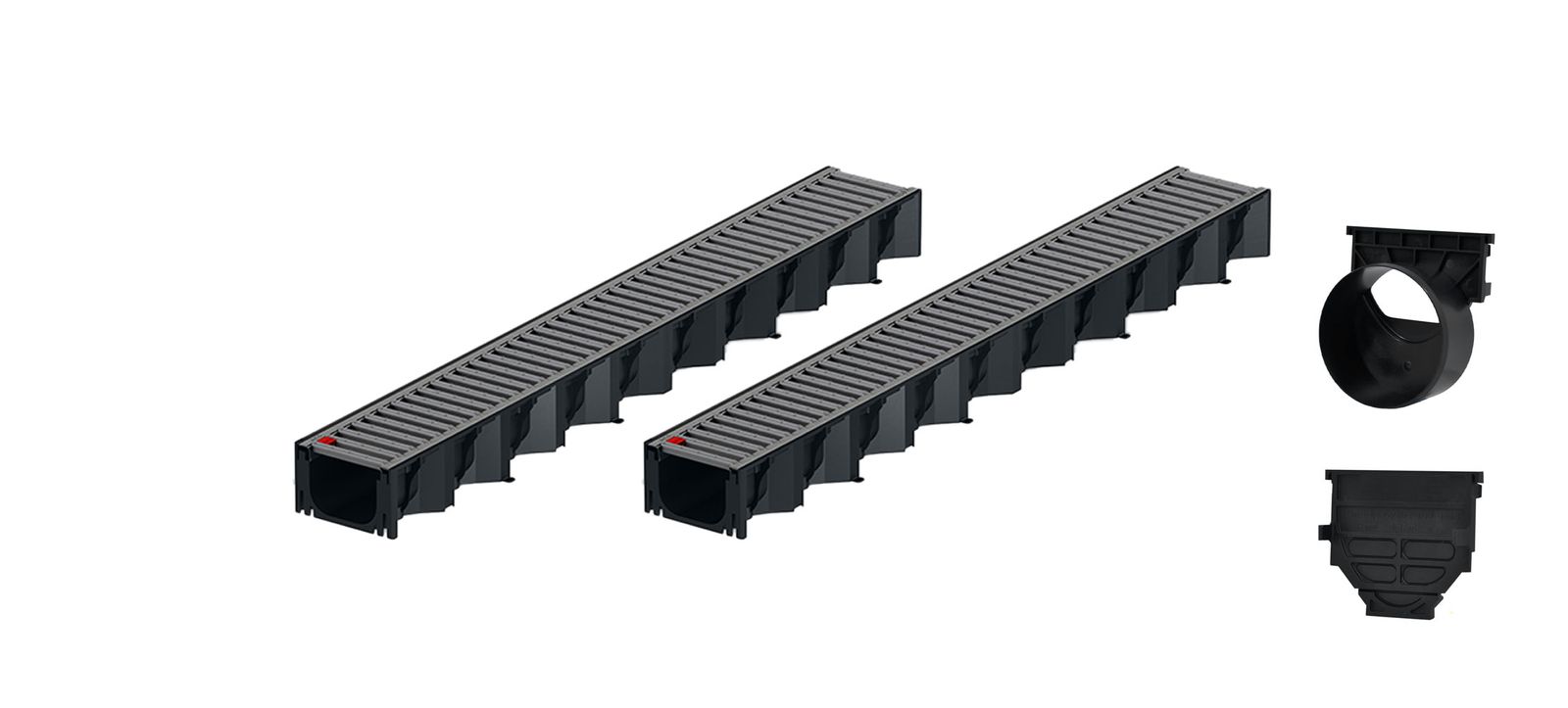 2x1m ACO Self&reg; Hexaline 2.0 Entw&auml;sserungsrinne mit Stegrost Edelstahl elektropoliert + Ablauf Horizontal - Bild 1