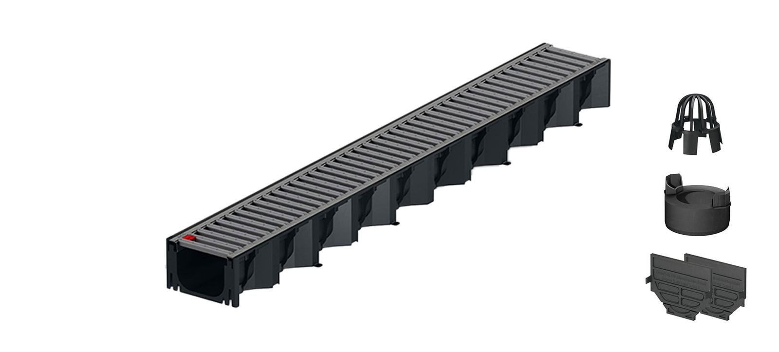 1m ACO Self&reg; Hexaline 2.0 Entw&auml;sserungsrinne mit Stegrost Edelstahl elektropoliert + Ablauf Vertikal - Bild 1